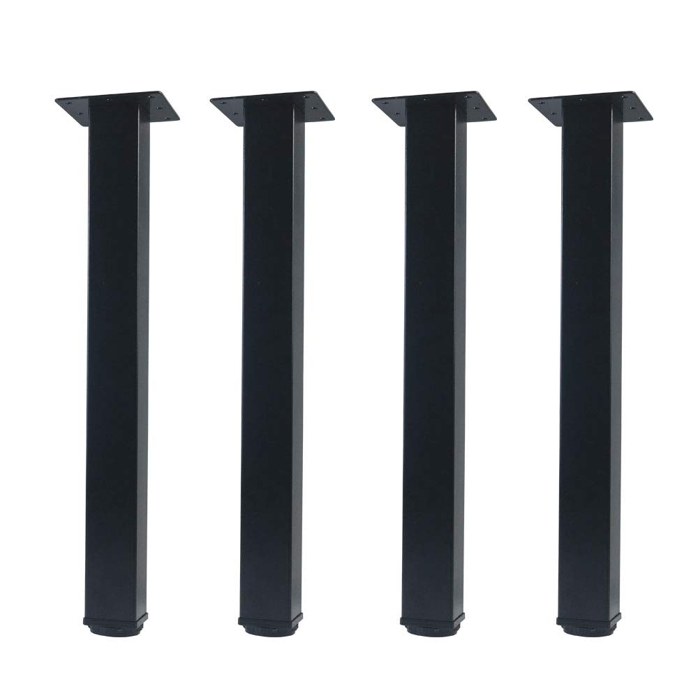 16 Inch Adjustable Metal Table Legs Set of 4 - Heavy Duty Square Furniture Legs for Office Desk, Dining Table, Workbench - Black (Perfect for Home Office, Conference Room, Restaurant)