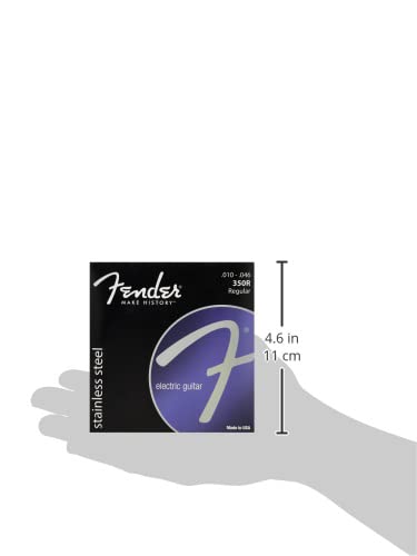 Fender Stainless 350 Electric Guitar Strings - Stainless Steel Ball End (10-46 Gauge) for Rock, Blues & Metal - Perfect for Live Performances & Studio Recording