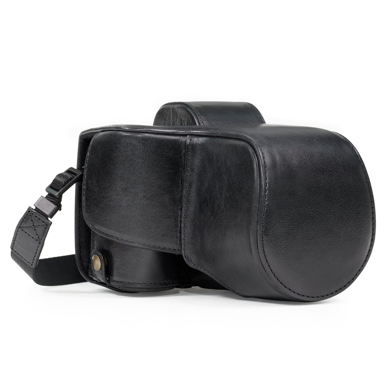 Megagear MG1126 Genuine Leather Camera Case for Sony Alpha a7S II a7R II a7 II with 28-70mm Lens - Easy Installation, Tripod & Accessory Friendly - Perfect for Travel, Photography & Outdoor Shooting - Black