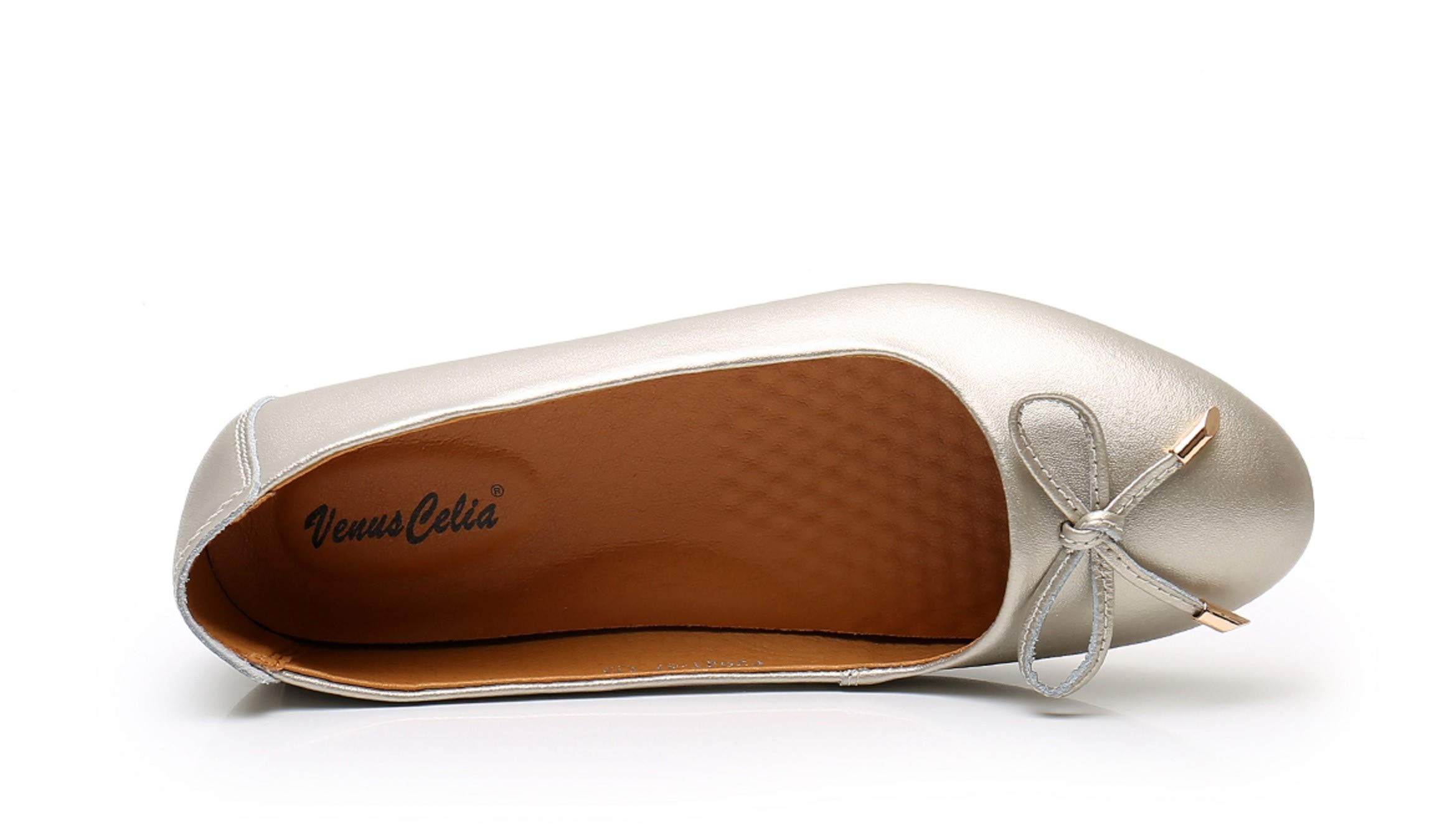 VenusCelia Women's Ballet Flats with Bowknot - Comfortable Dance Shoes for Ballerinas, Casual Wear & Wedding - Elegant Flat Shoes for Women
