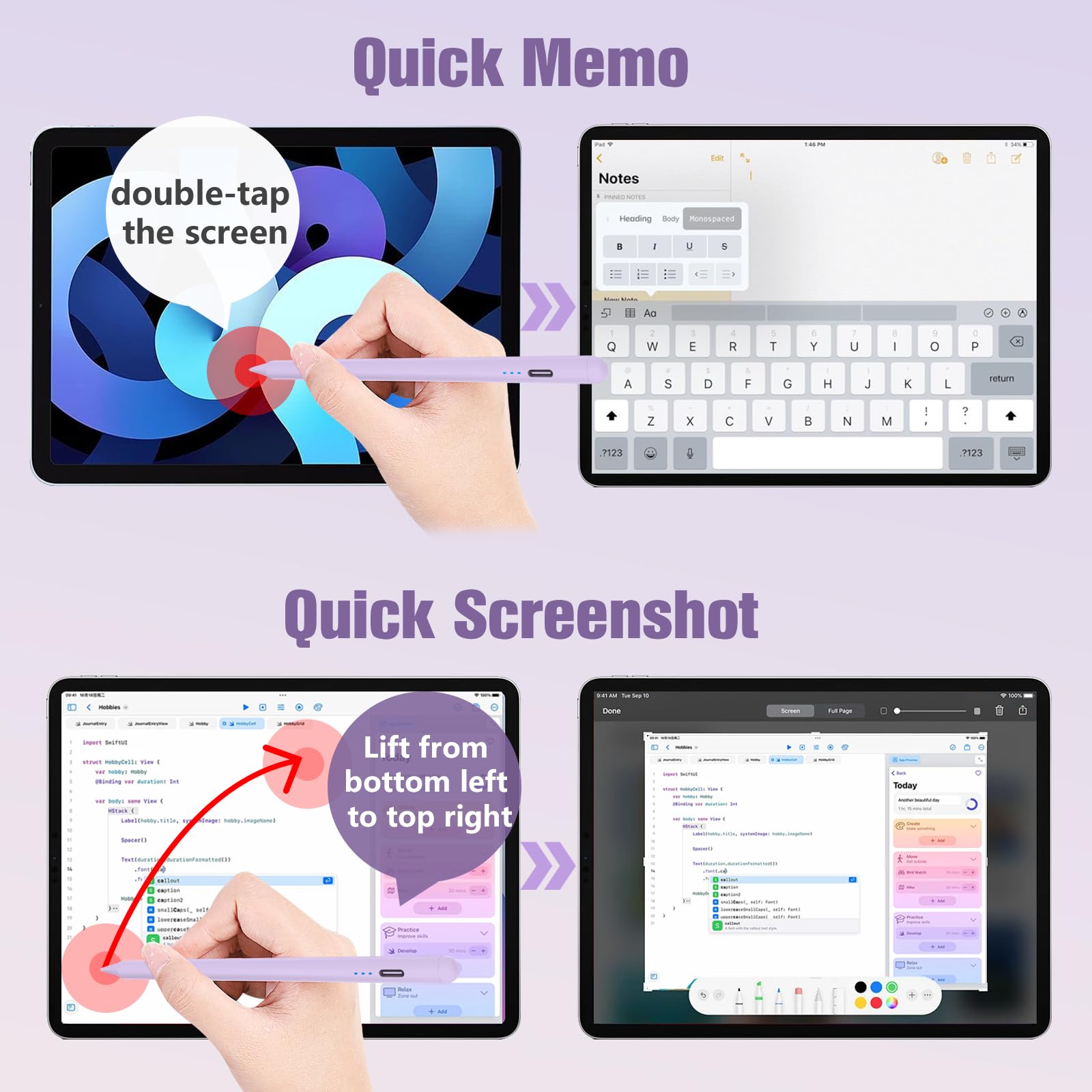 Apple Pencil Alternative - Fast Charging Stylus Pen for iPad (2018-2024 Models) with Palm Rejection, Tilt & Magnetic Attachment - Compatible with iPad Pro 11
