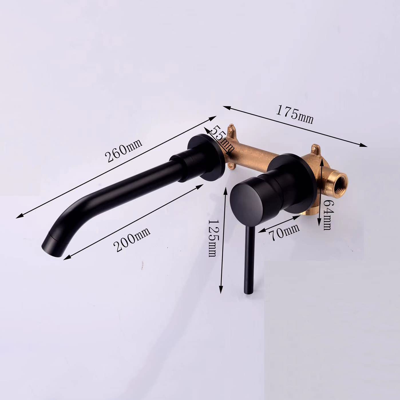 SHAUNI Brushed Gold Wall Mounted Bathroom Faucet, Single Handle Brass Bathroom Sink Faucet with Swivel Spout - Perfect for Modern Bathrooms, Powder Rooms & Vanities