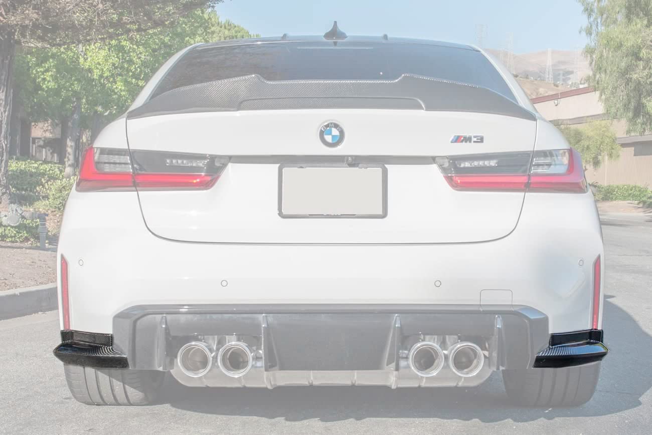 2021-Present BMW G80 M3 Carbon Fiber Rear Bumper Lip Splitter - OEM Style Lower Apron Winglet Pair | Enhance Sporty Look & Aerodynamics for M3 Sedan