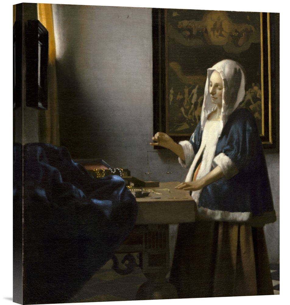 Johannes Vermeer 'Woman Holding a Balance' Canvas Wall Art Print - Handmade Giclee Reproduction - Perfect for Living Room, Bedroom & Office Decor