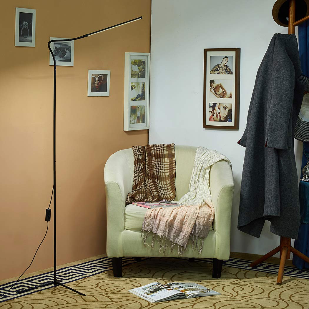 360° Flexible Gooseneck LED Floor Lamp - Adjustable Brightness Dimmable Reading & Desk Light for Living Room, Office, Study - Modern Task Lighting with Sturdy Tripod Base (Perfect for Reading, Working, and Home Decor)