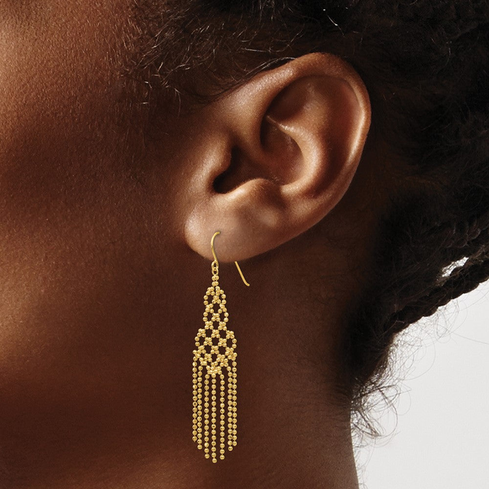 14K Gold Bead Chain Earrings for Women - Elegant Dangle Earrings SF1643 | Perfect for Parties, Weddings & Everyday Wear