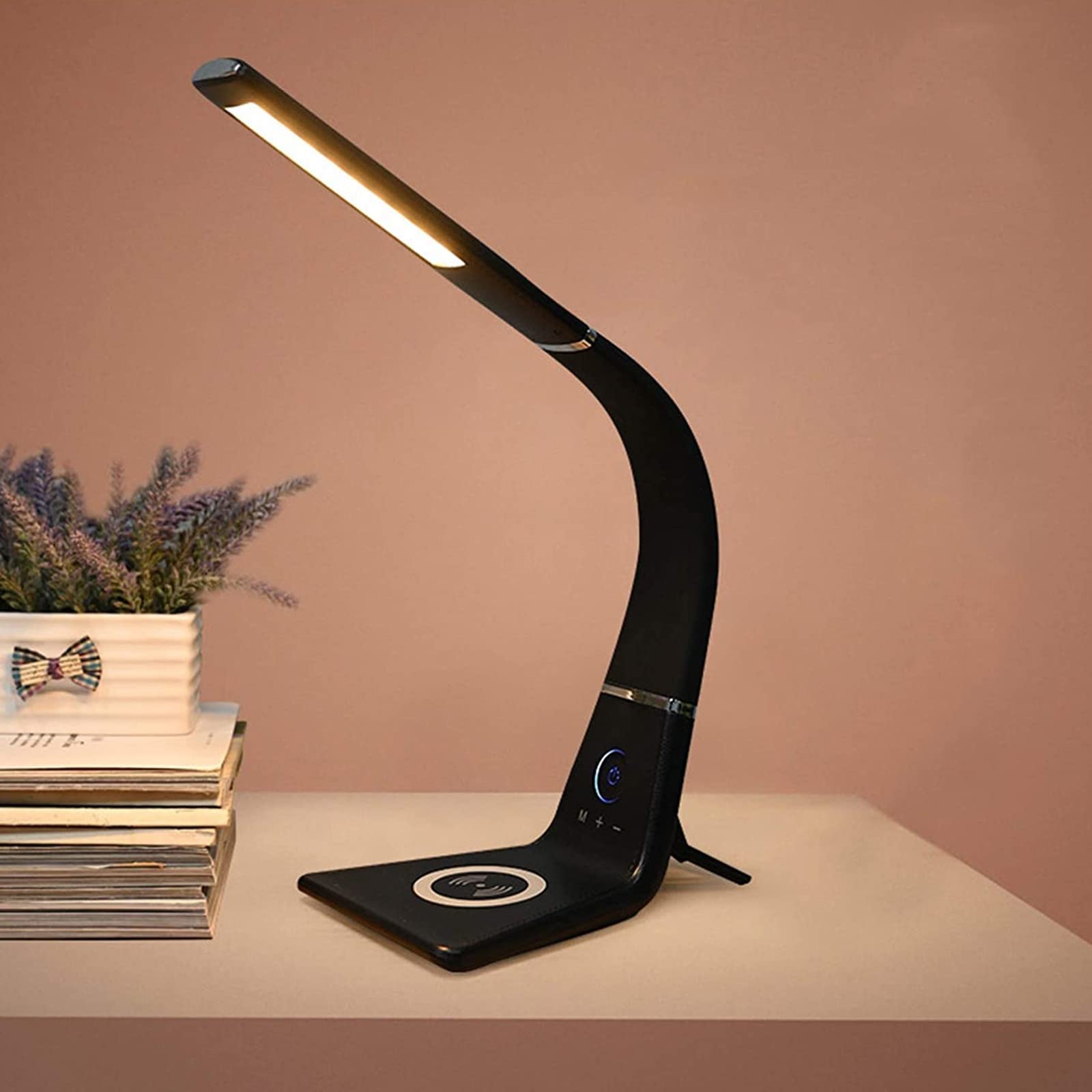 YQRQRD 12W LED Touch Table Lamp with 5 Brightness Levels & 3 Color Modes - Adjustable Reading Light for Bedroom, Office, and Living Room - Modern Nightstand Desk Lamp for Home Decor and Study