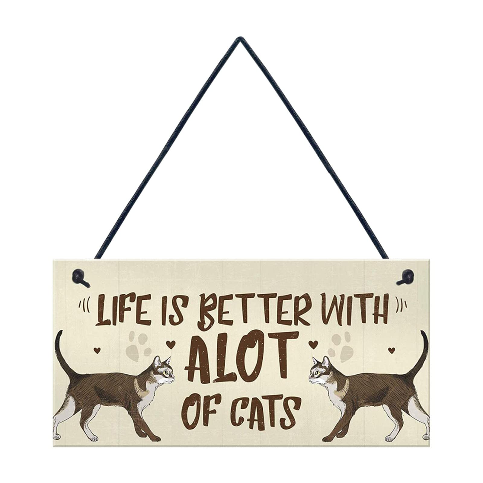 Handmade Wooden Cat Sign Tag - Personalized Pet Slogan Pendant - Rustic Rectangular Wood Decor for Living Room, Bedroom & Pet Lover Gifts