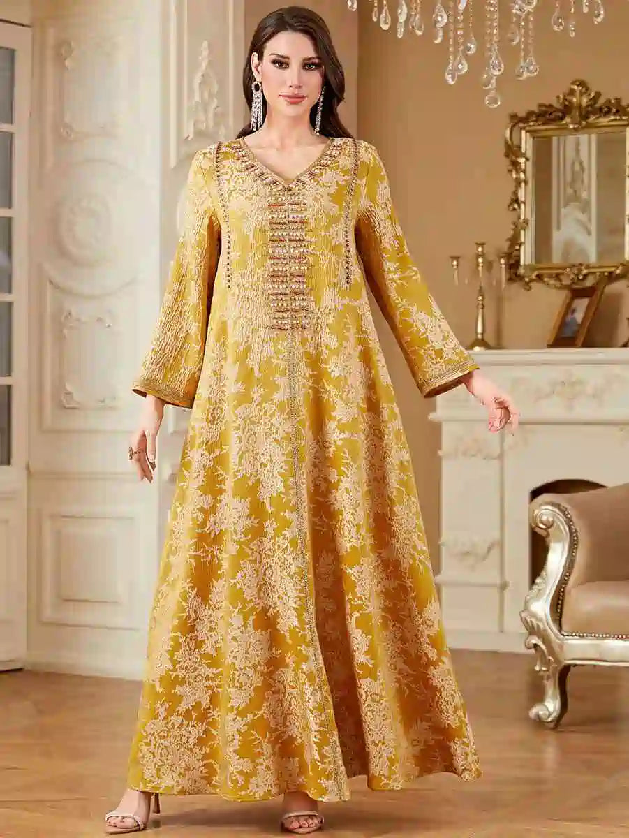 Elegant Eid Dresses for Women - Embroidered Beaded Caftan Kaftan Dress #254336 | Perfect for Eid Celebrations, Weddings & Special Occasions