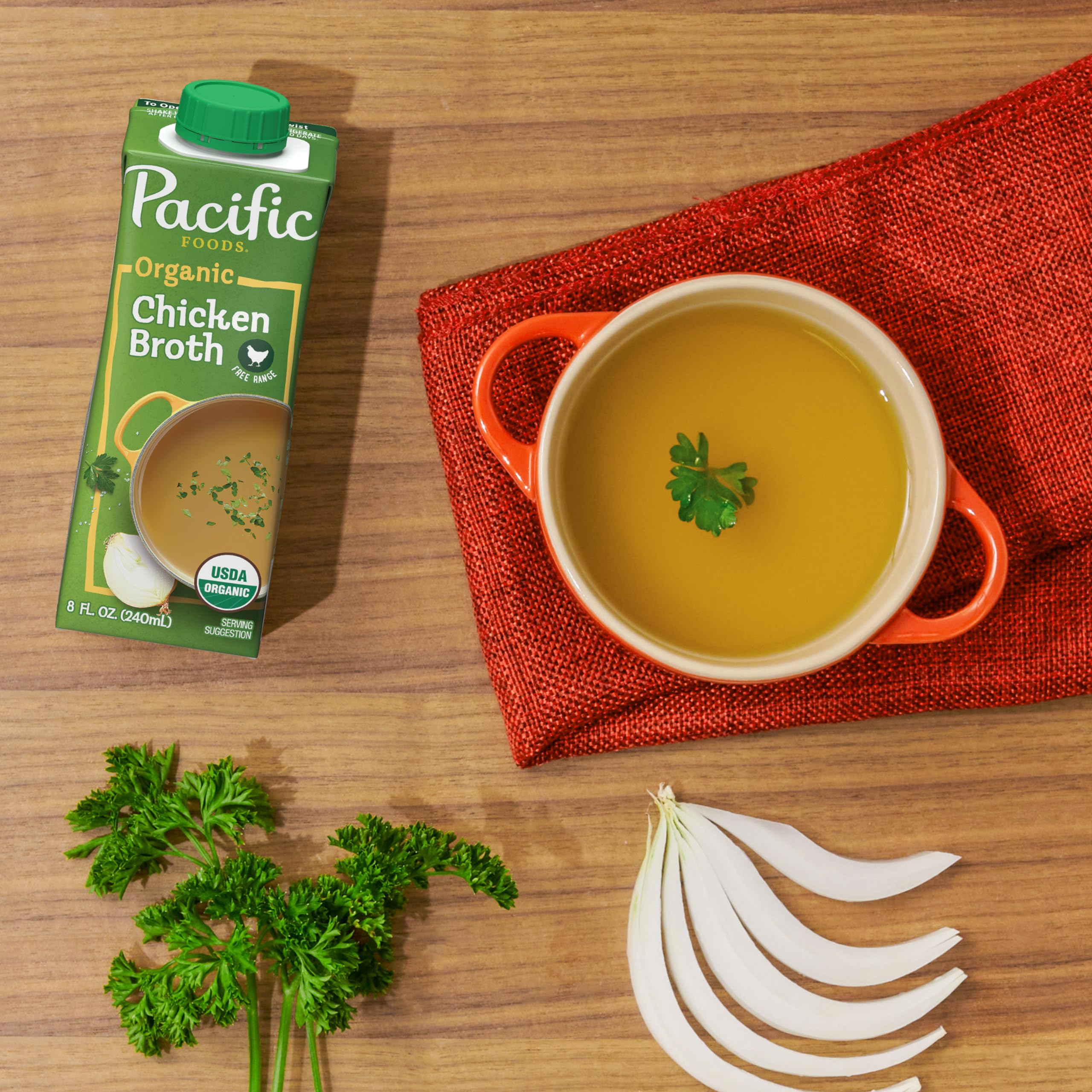 Pacific Foods Organic Free Range Chicken Broth - 32 oz (6 Pack of 8 oz Cartons) | USDA Certified, Gluten-Free, Keto-Friendly | Perfect for Soups, Stews & Cooking