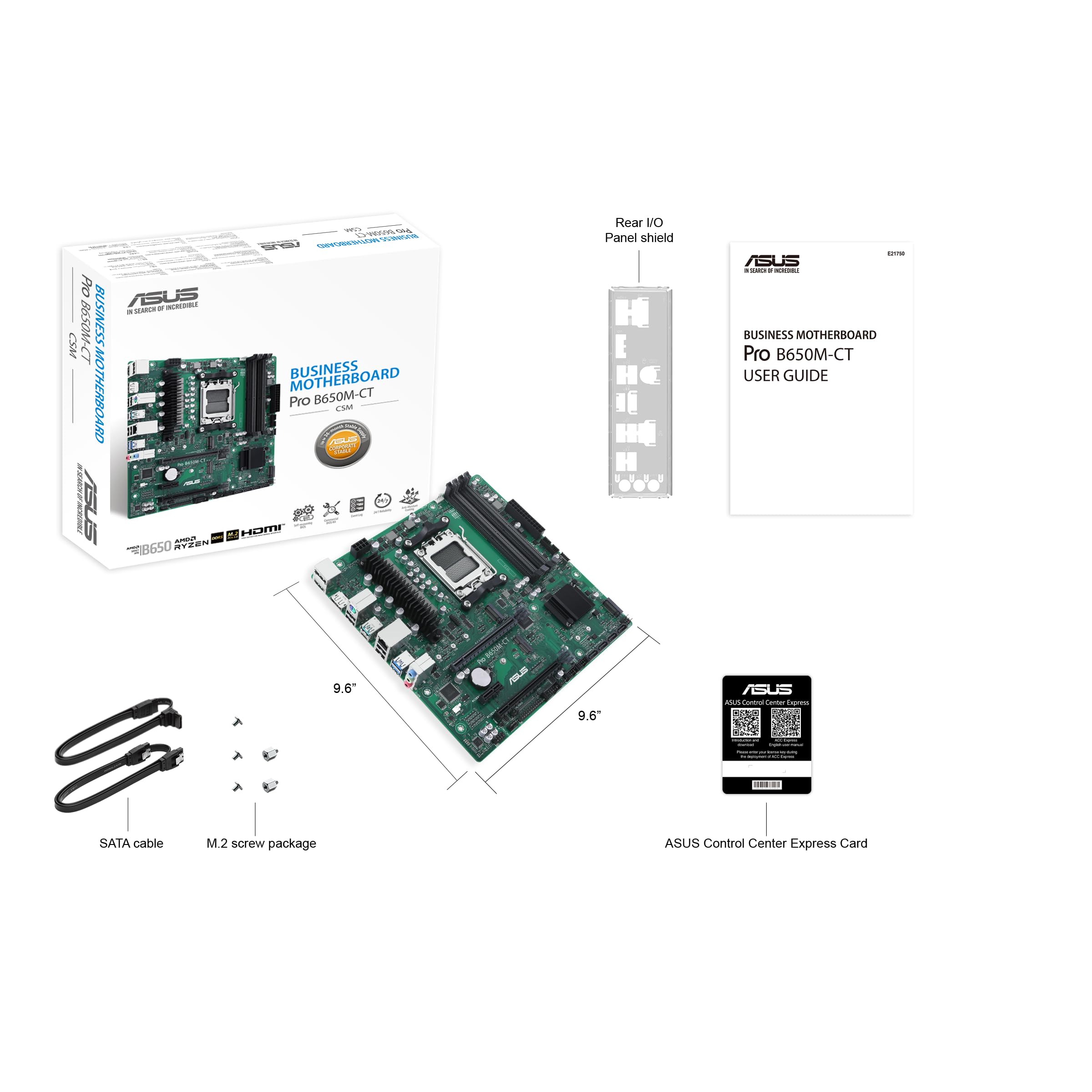 ASUS Pro B650M-CT-CSM AMD B650 Micro-ATX Motherboard for Ryzen 7000 | DDR5, PCIe 5.0, Dual M.2 Slots, USB 3.2 Gen 2 | Business & Gaming PC Build | Perfect for Office Workstations & Home Gaming Rigs