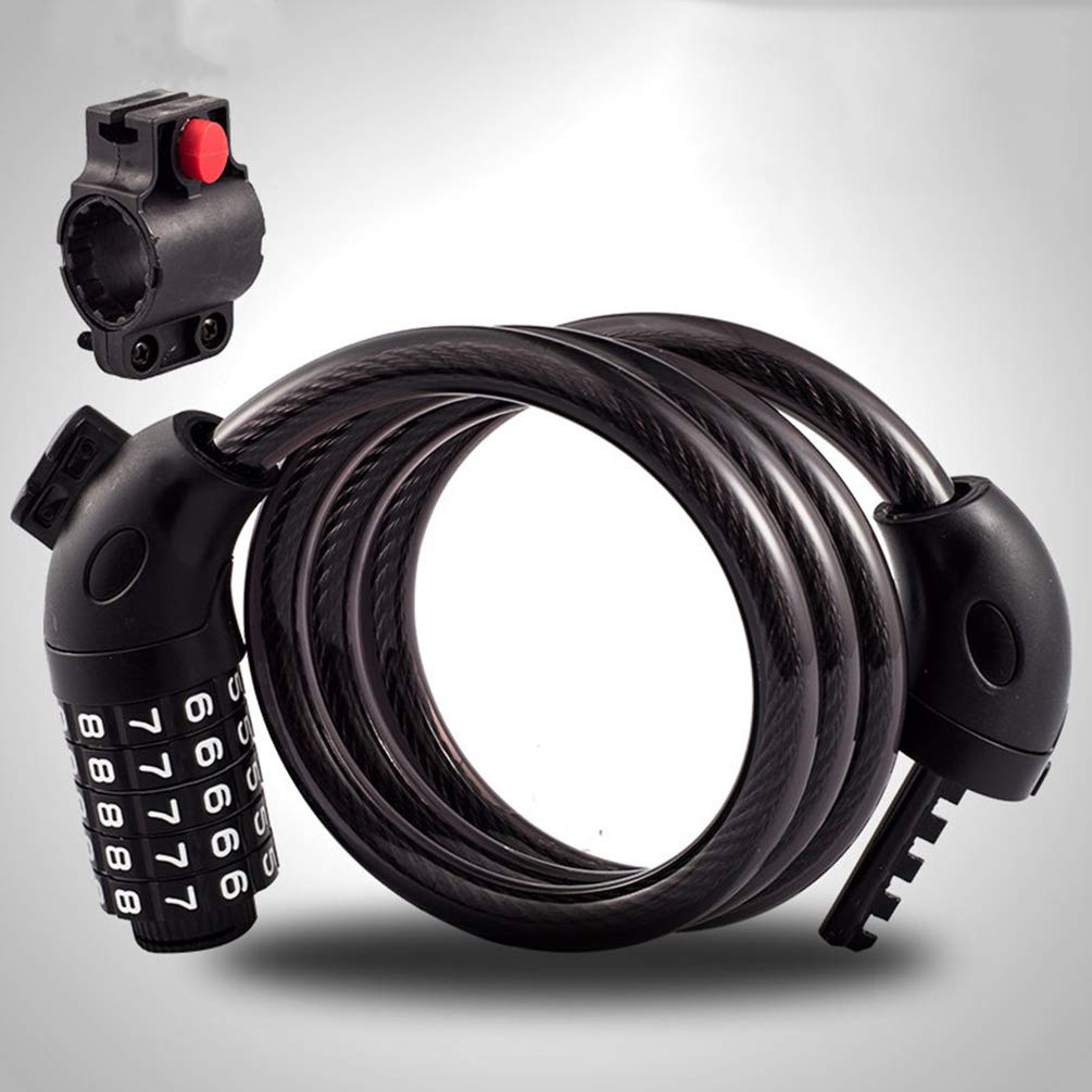 Heavy Duty Motorcycle Disc Lock - 5-in-1 Anti-Theft Bike Chain Lock with Combination for Mountain Bikes, Iron Sliding Door & Cable Security - Perfect for Outdoor Parking, Garage Storage & Travel Protection