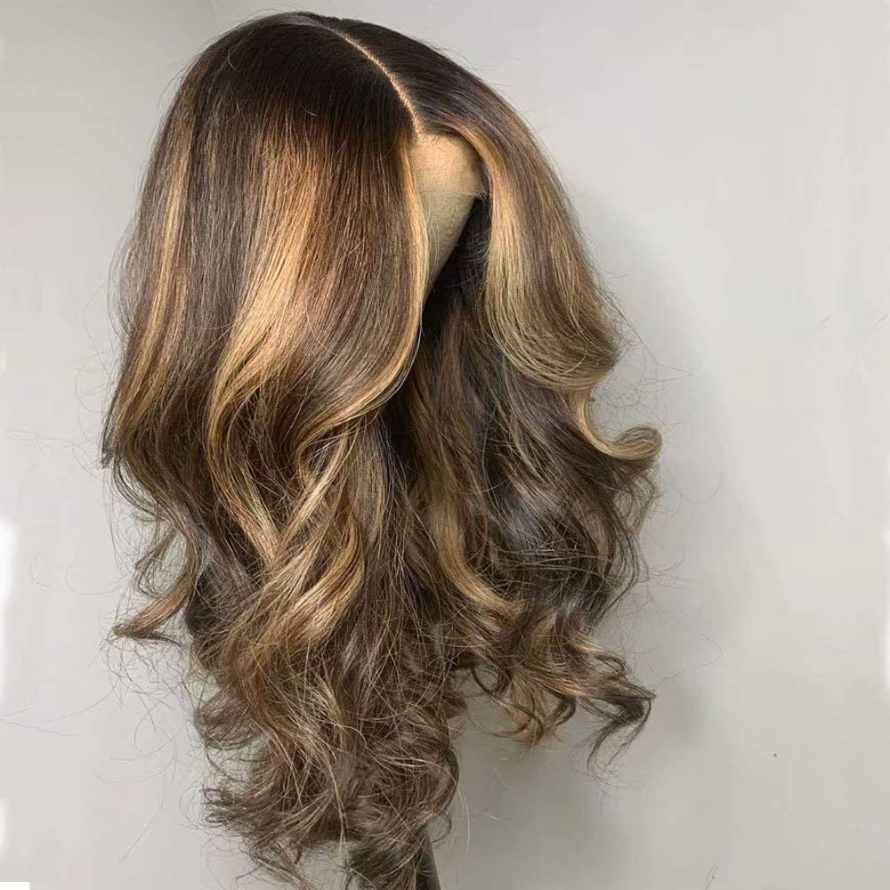 13x4 Lace Front Wig Body Wave 16 Inch - Brazilian Remy Human Hair Glueless Wig with Baby Hair & Pre-Plucked Hairline for Black Women - 150% Density Highlight Blonde Brown - Perfect for Daily Wear, Parties & Special Occasions