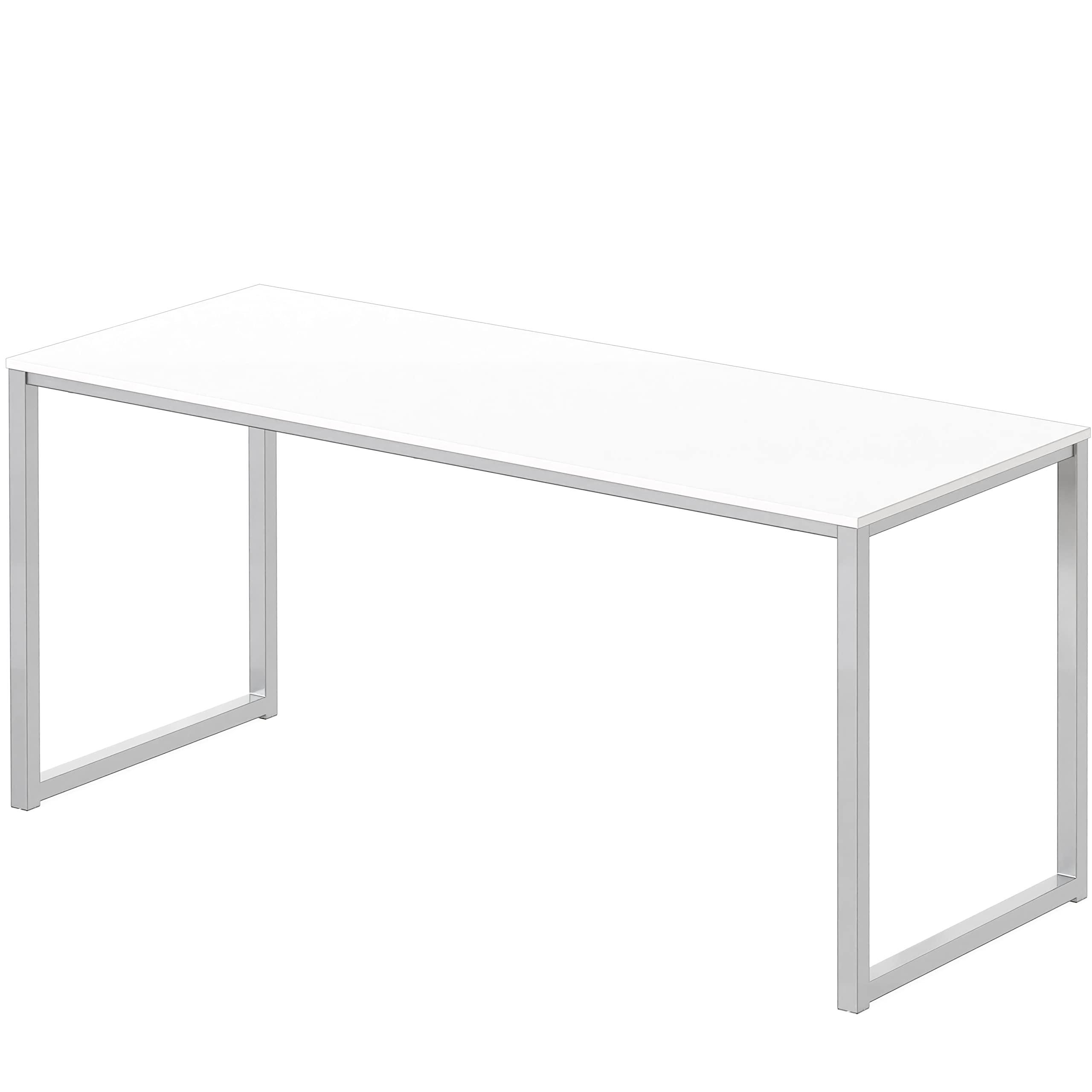 SHW Mission 48-Inch Home Office Computer Desk in White - Modern Writing Desk for Small Spaces, Perfect for Remote Work, Study & Gaming (Home Office Furniture)