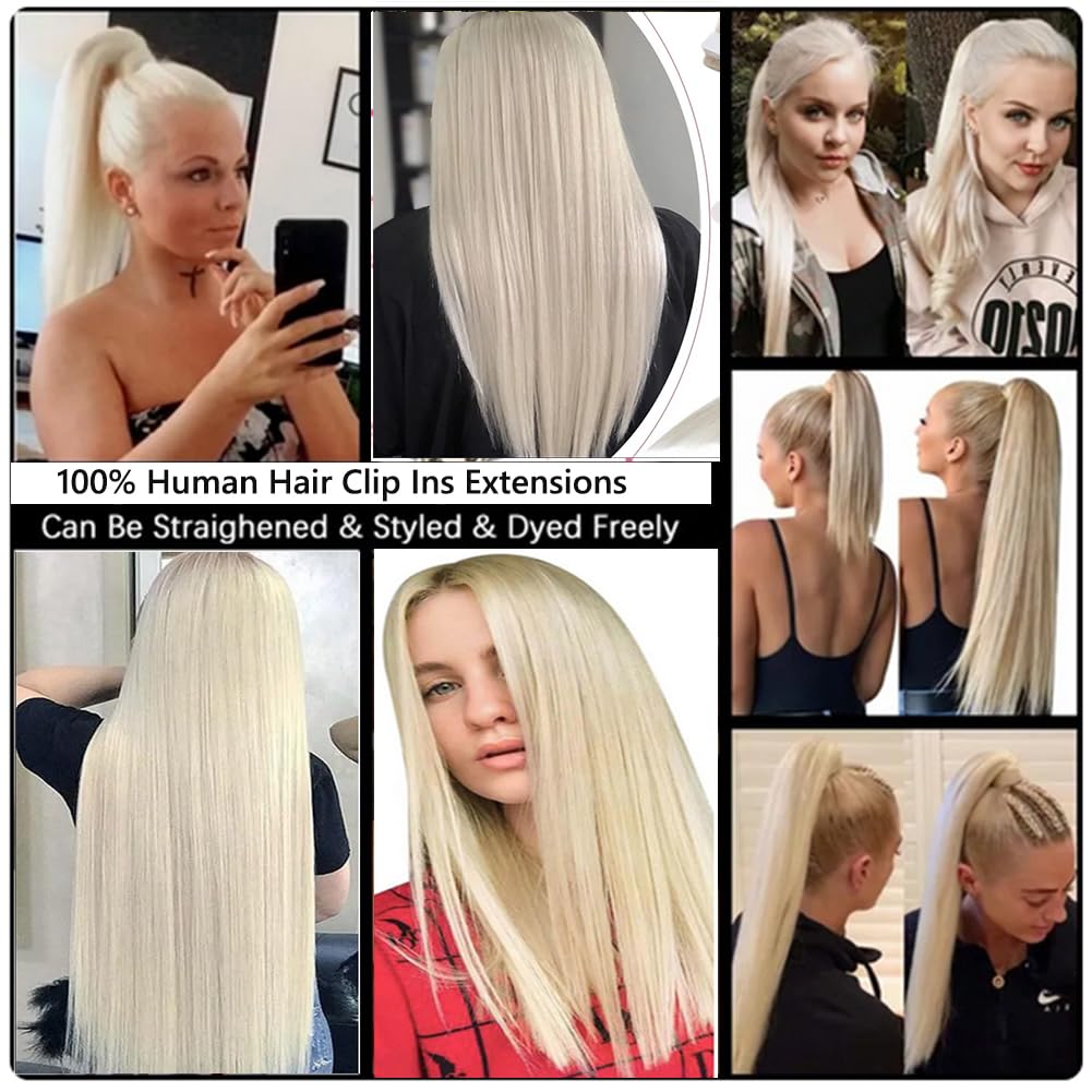 Platinum Blonde Clip In Hair Extensions 28