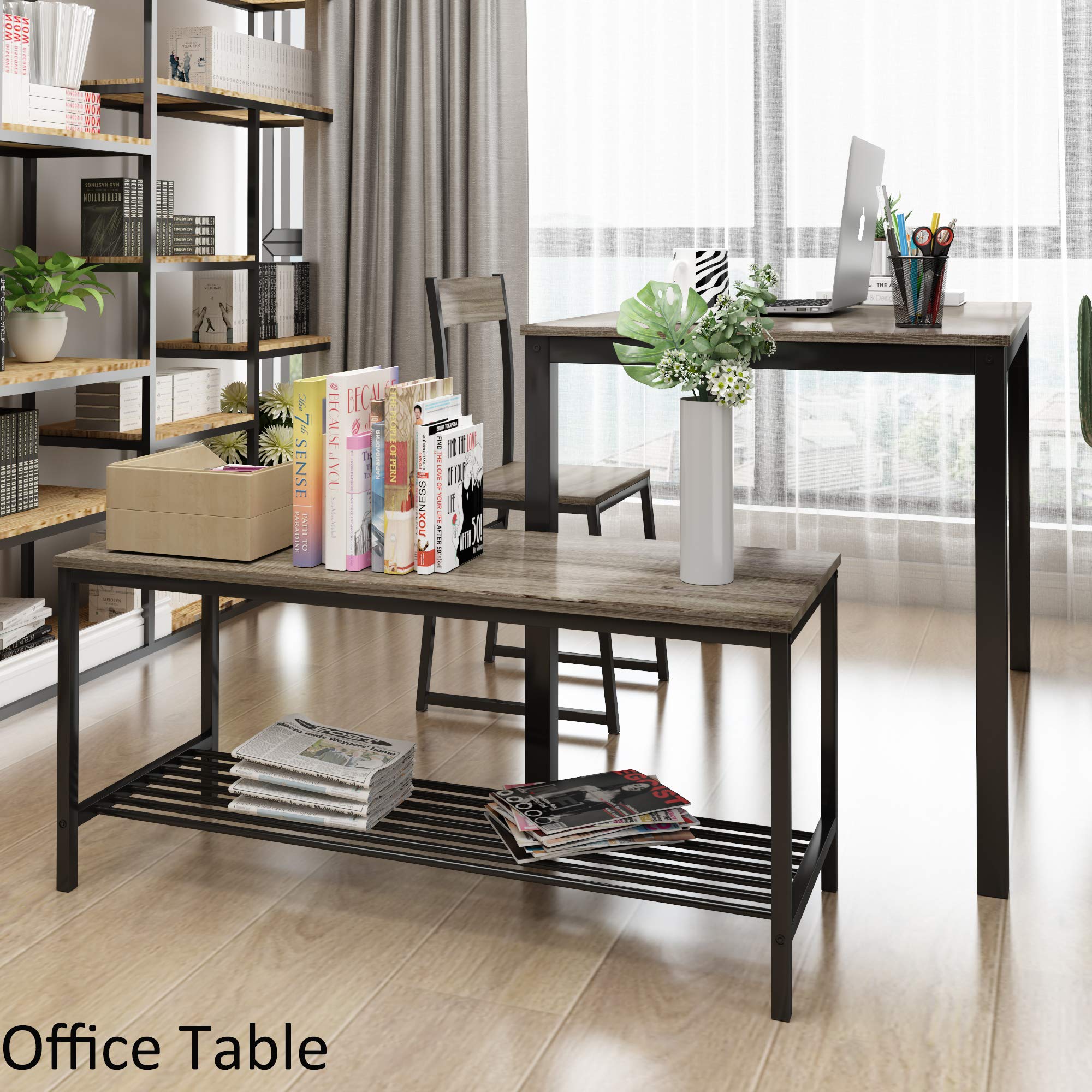 LZ LEISURE ZONE 4-Piece Dining Table Set with 2 Chairs & Bench - Modern Kitchen Table and Chair Set for Home Dining Room (Gray) | Perfect for Small Spaces, Family Meals, and Entertaining Guests