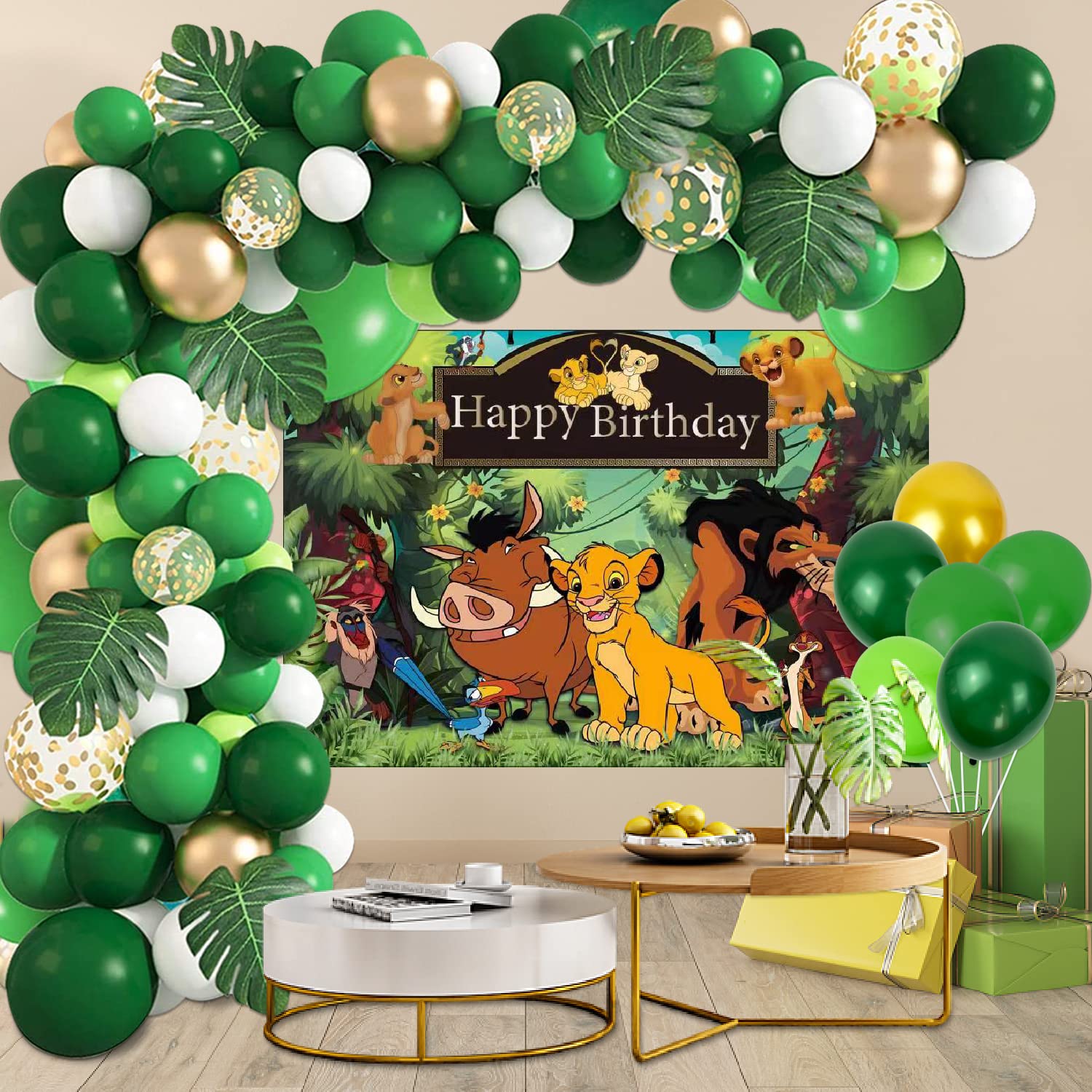 VAYNEIOJOY Lion King Balloons Arch Garland - Lion King Birthday Party Decorations, Party Favors & Supplies for Kids - Perfect for Themed Birthday Parties, Baby Showers & Disney Celebrations