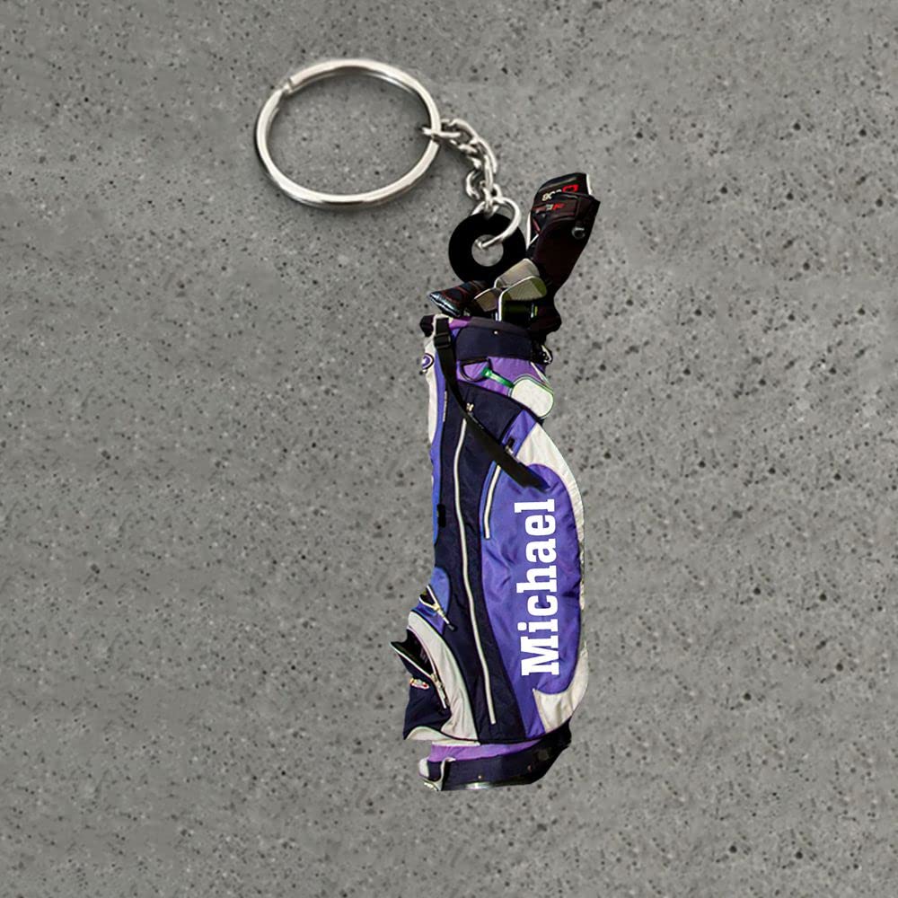 Custom Golf Keychain Personalized Flat Shape Engraved Gift for Men - Bulk Golf Keychains for Golfers, Team & Tournament Prizes - Ideal for Father's Day, Birthday & Retirement Gifts