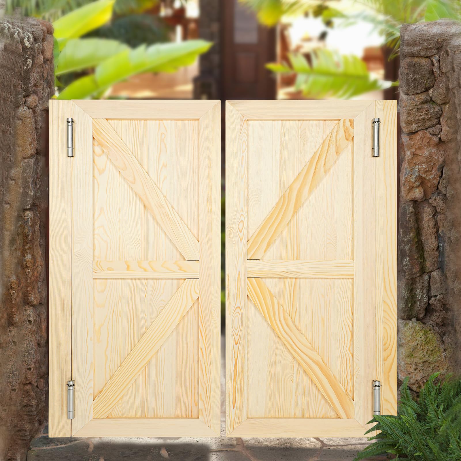 Solid Wood Cafe Swinging Saloon Door with Hinges - 35.4x23.6in/35.4x35.4in White Painted Finish - Perfect for Kitchen, Shop Entrance, Pub Partition & Western Style Decor