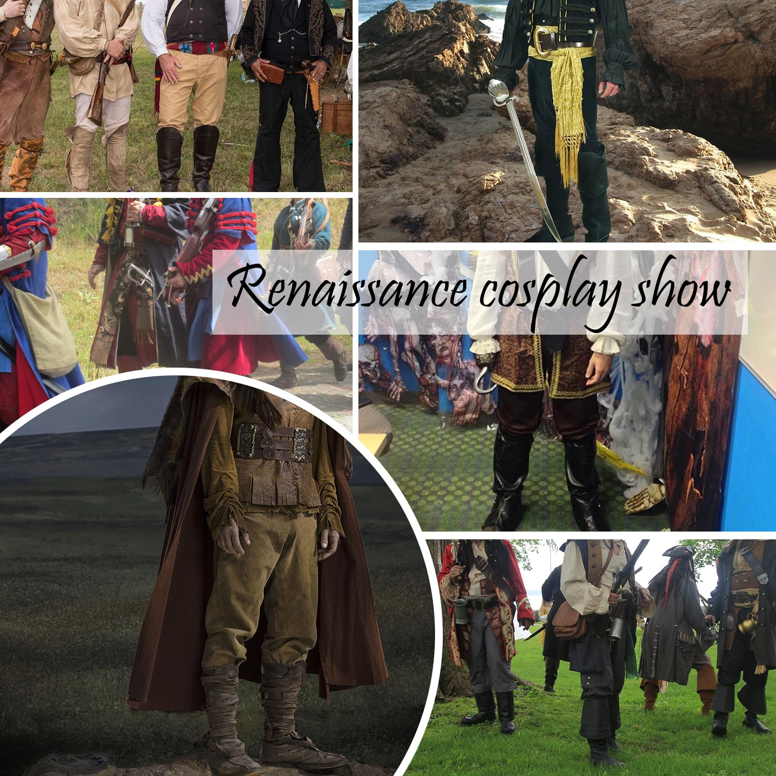 Men's Pirate Pants - Medieval Viking Navigator Cosplay Costume with Drawstrings & Ankle Bands | Renaissance Festival, Halloween Party & LARP Outfit