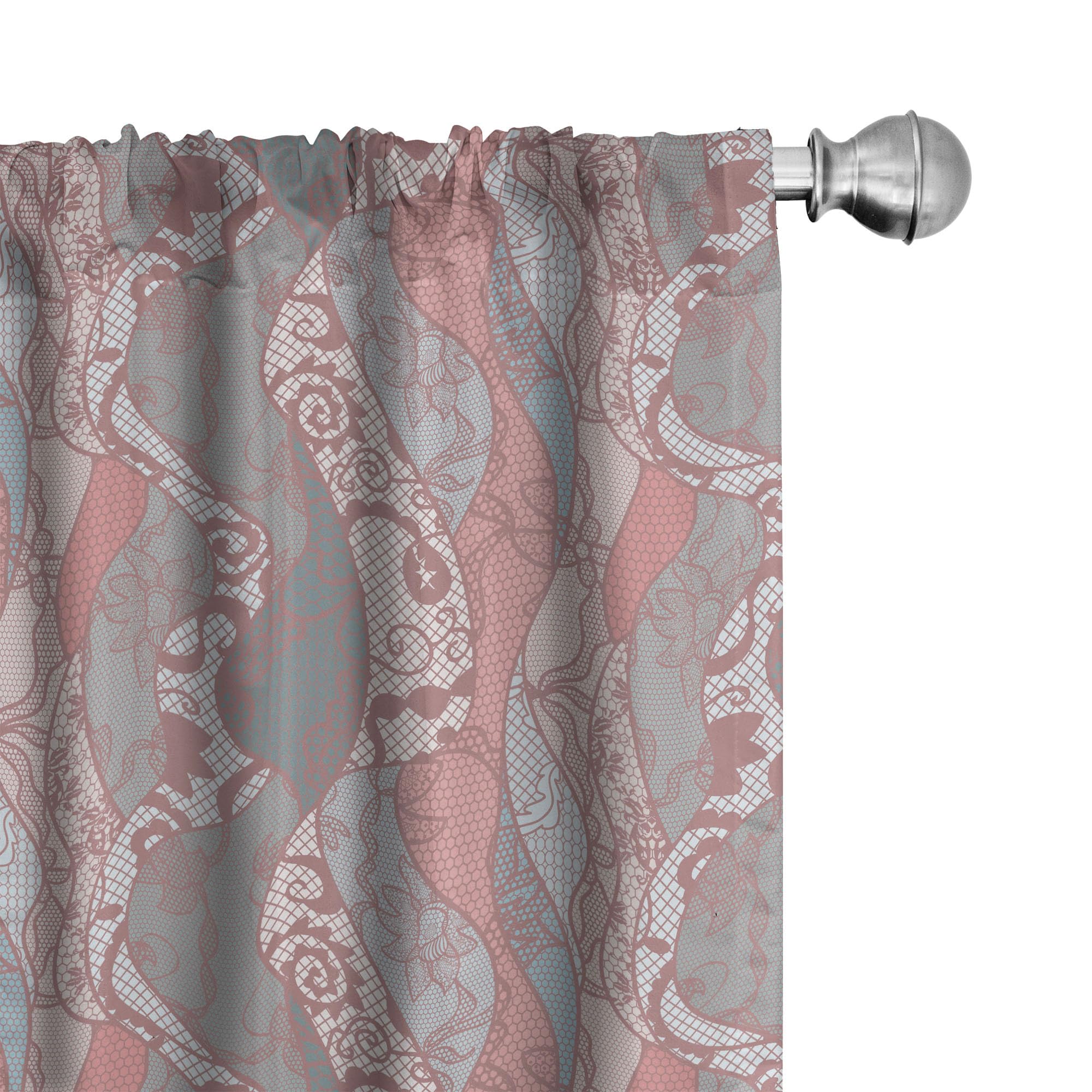 Ambesonne Floral Curtains - Romantic Flower Lace Design on Pastel Background, Abstract Art Window Treatments, 2 Panel Set for Living Room & Bedroom Decor, 56x63 Inches, Pale Grey & Pink - Perfect for Boho Chic, Farmhouse & Vintage Style Home Decor