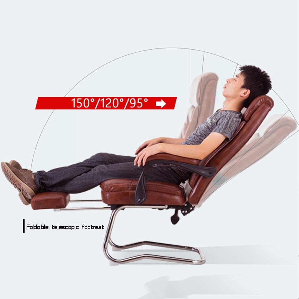 Ergonomic High Back PU Leather Gaming Chair with Footrest & Reclining - Racing Style Office Computer Desk Chair for Home, Office & Meeting Rooms (Brown) - Perfect for Long Gaming Sessions & Work From Home Comfort