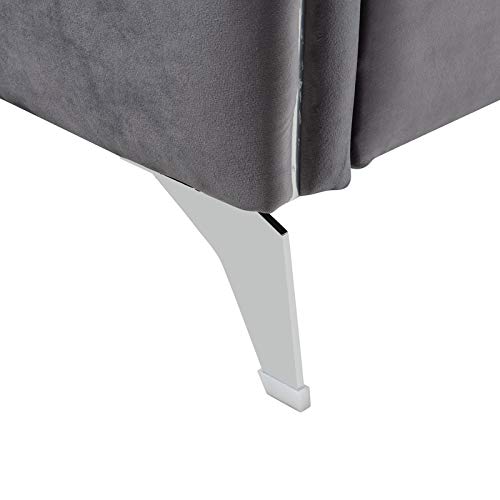 Ergode Hathaway Gray Velvet Modern Chic Accent Armchair - Stylish Living Room Chair for Home Office, Lounge & Reading Nook