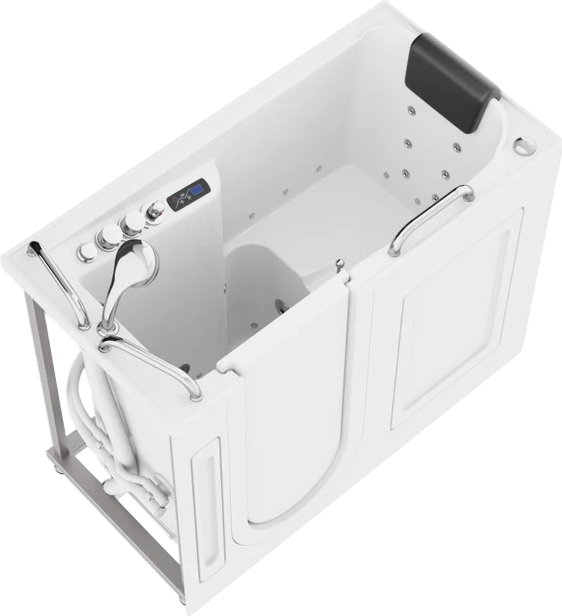 Anzzi 2753FLWL 27 x 53 Inch Left Drain Walk-In Bathtub with Whirlpool Air Jets & Waterfall Quick Fill - Ideal for Elderly & Mobility Limited Users, Spa-Like Relaxation at Home