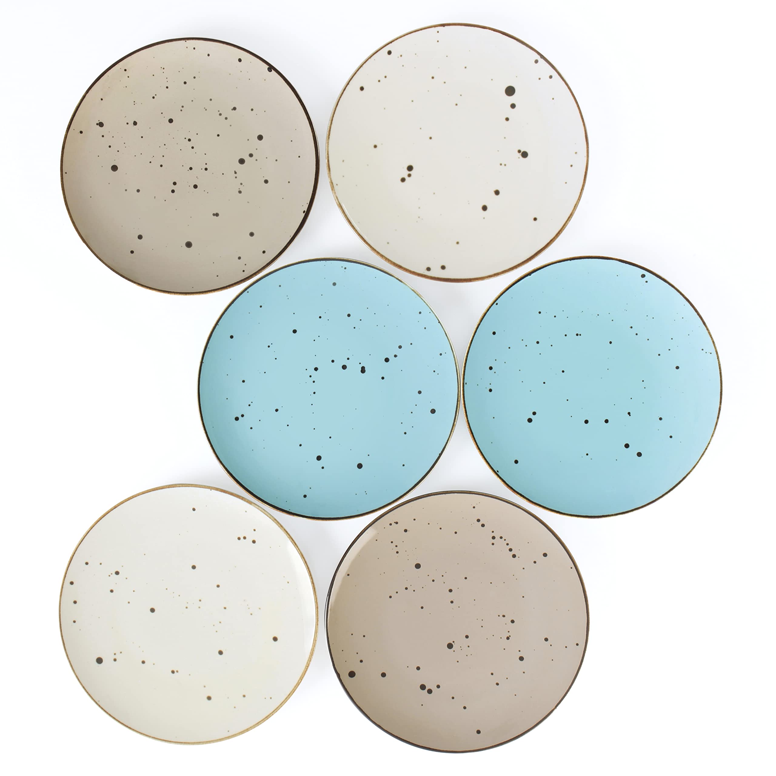 6-Piece 8.7 Inch Porcelain Dessert Plates Set - Microwave, Oven & Dishwasher Safe, Scratch Resistant - Perfect for Salads, Desserts, Side Dishes & Entertaining - Natural Assorted Colors