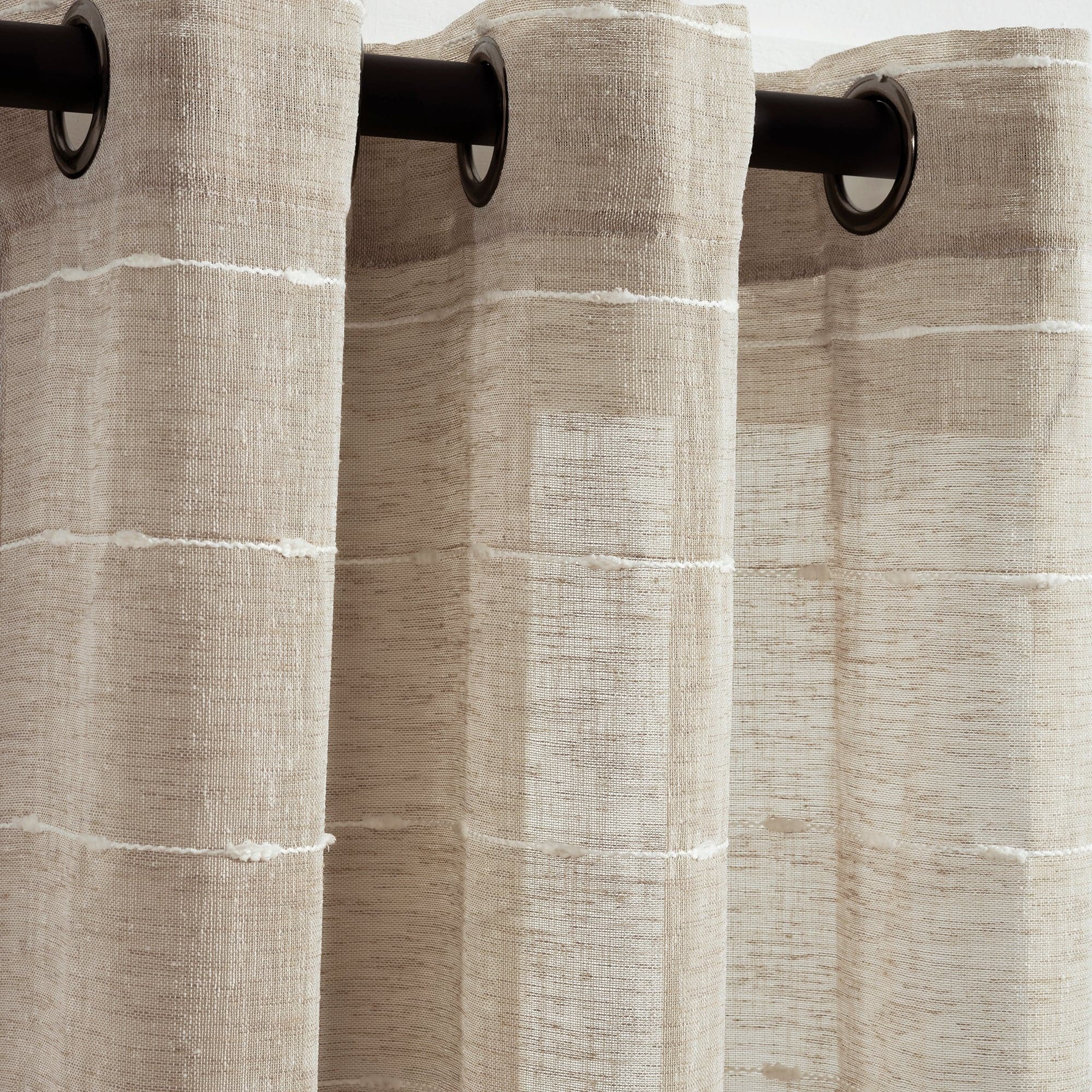 Farmhouse Style Textured Grommet Sheer Window Curtain Panels - Light Filtering Semi-Transparent Drapes for Living Room, Bedroom & Kitchen - Set of 2 Panels (84 Inches Long)