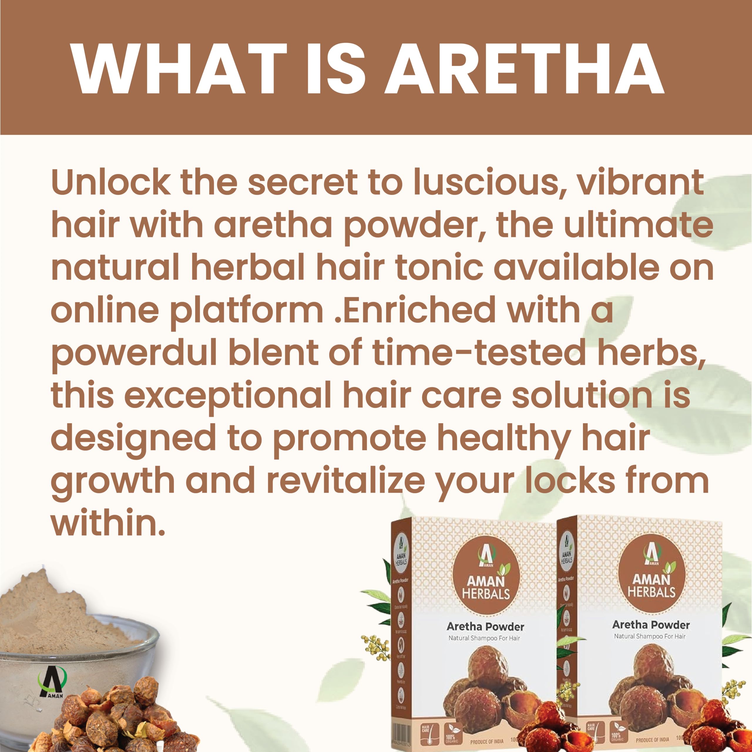 Pure Reetha Powder for Hair & Skin Care - Natural Cleanser, Non-GMO | AMAN HERBALS