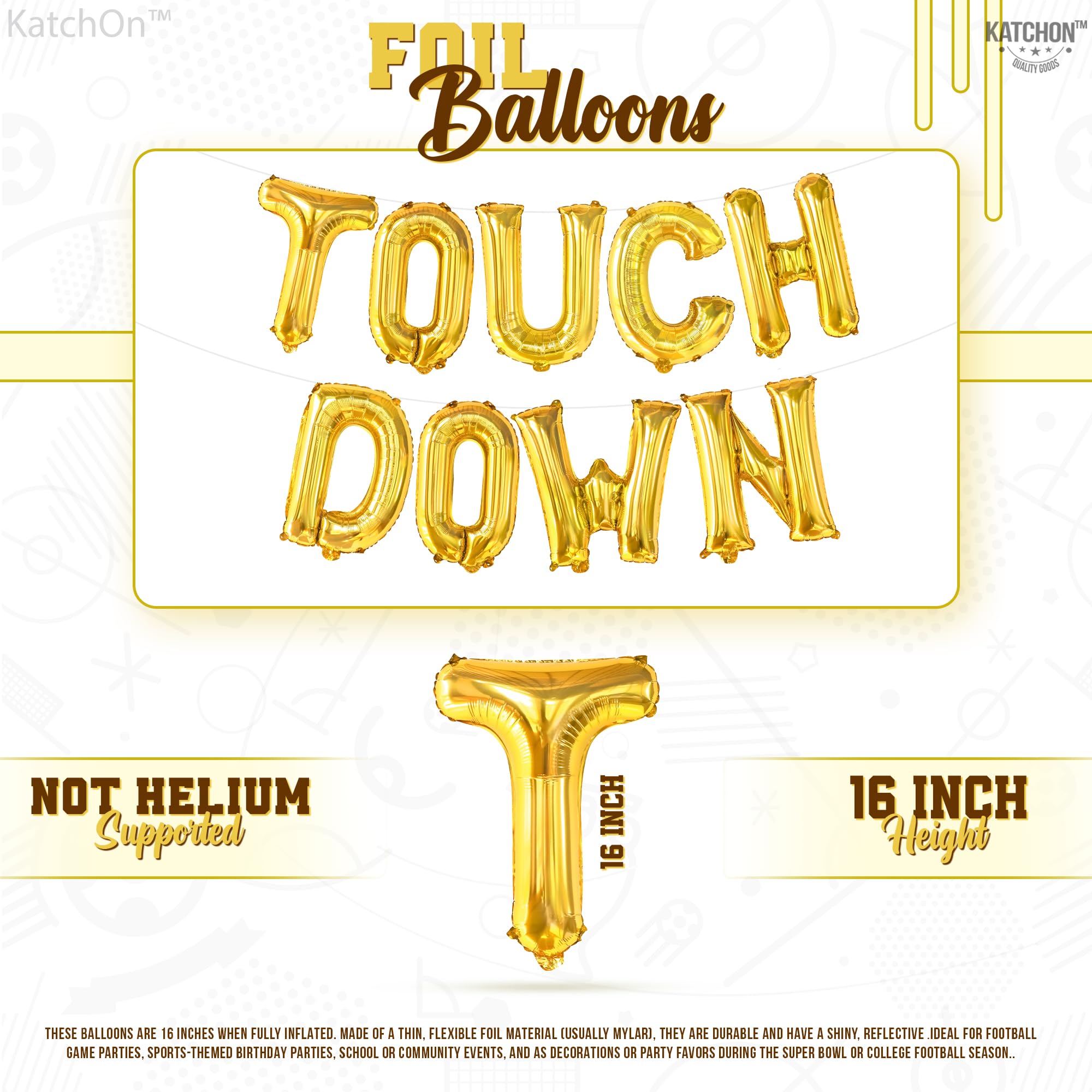 KatchOn 130-Piece Football Balloon Arch Kit - Party Decorations with Trophy Balloons & Backdrop | First Down Birthday, Baby Shower, Game Day Decor | Perfect for Football Themed Parties, Tailgating, and Sports Events