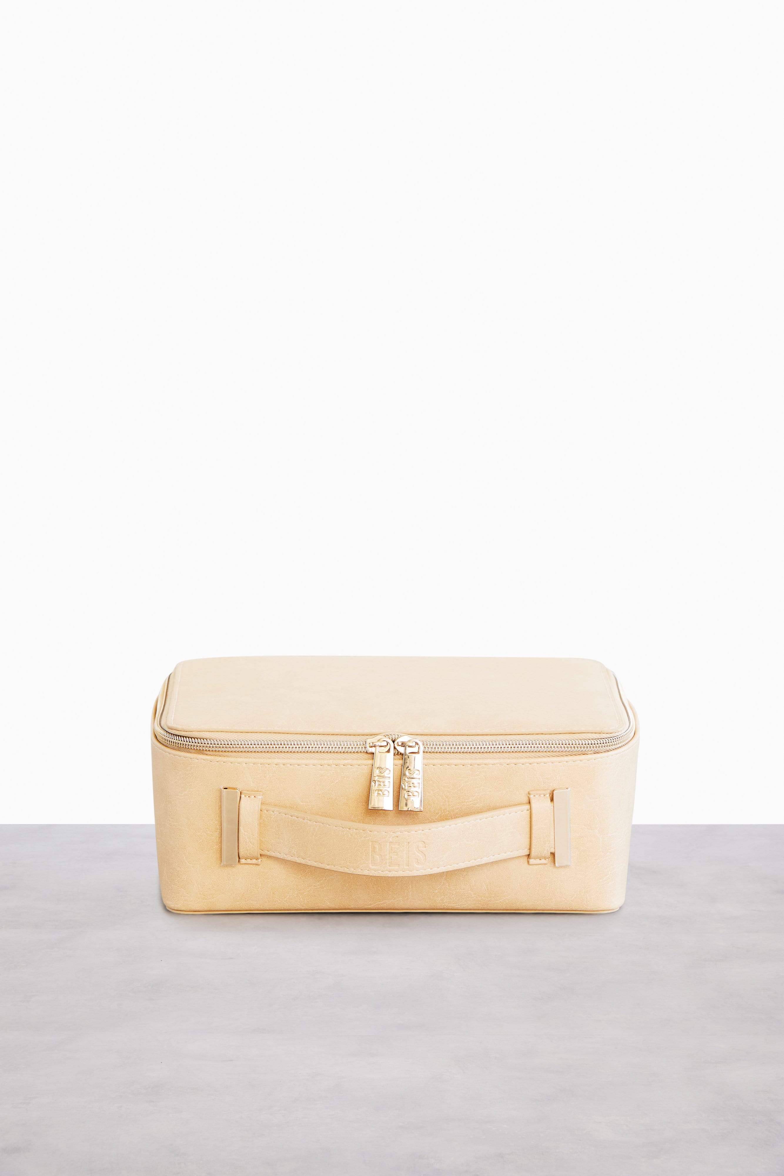 Stylish Beige Cosmetic Case - Travel Makeup Organizer for Women | Perfect for Travel, Home & Daily Use