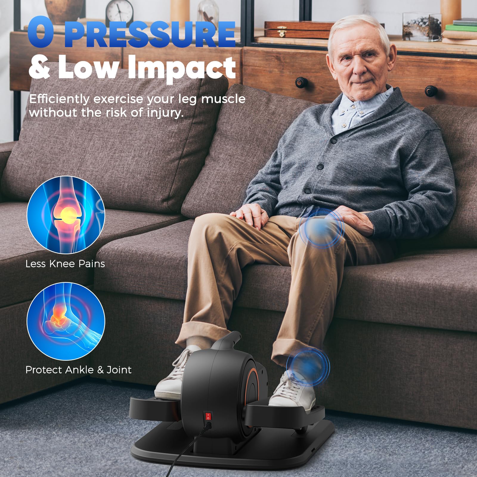 Under Desk Elliptical Machine - Electric Leg Exerciser with Remote Control & 10 Speed Levels, Quiet Portable Seated Pedal Exerciser for Home Office, Seniors & Physical Therapy - Perfect for Workouts While Working or Watching TV