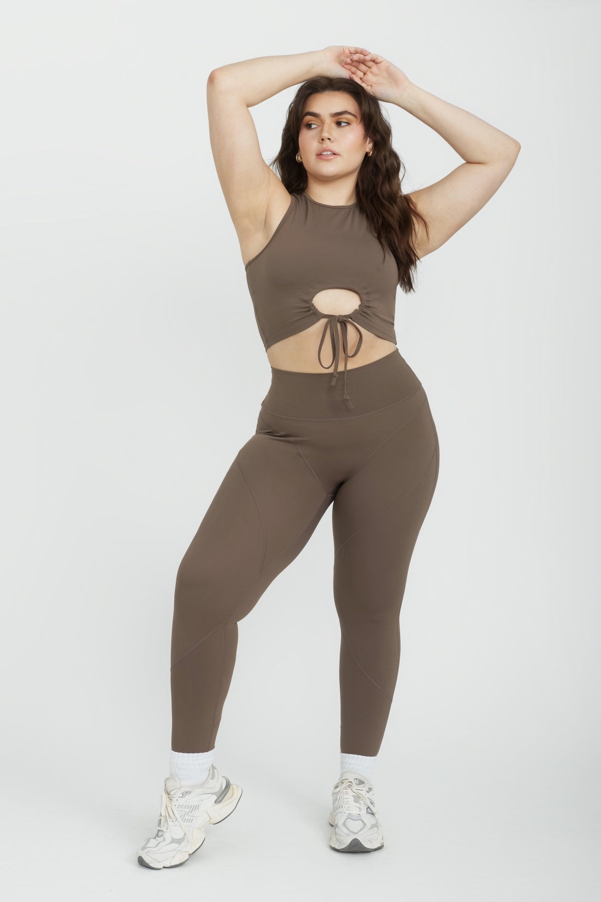 Flo Tie Front Tank Top in Taupe - Women's Casual Summer Blouse for Beach & Everyday Wear