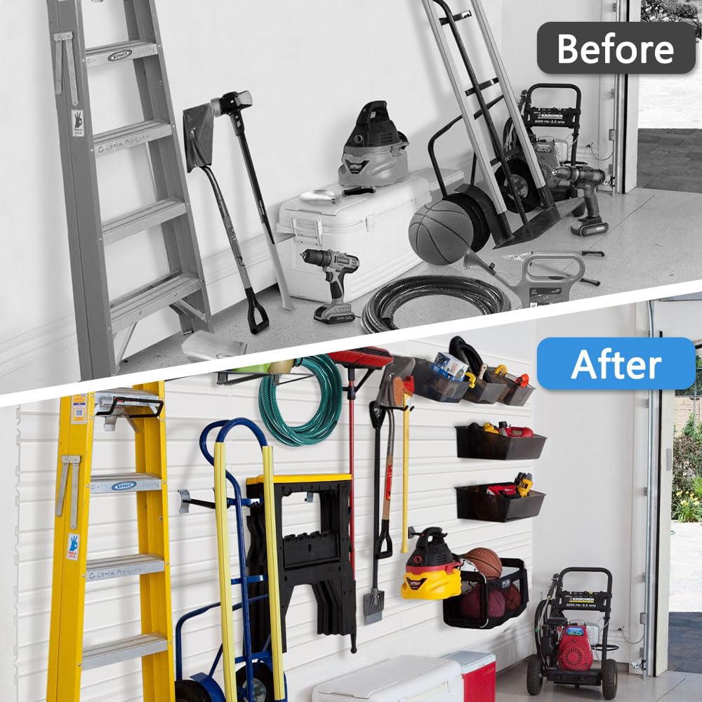 8PCS Heavy Duty PVC Slatwall Panels - 4x2 ft Garage Wall Organizer System for Tools, Sports Gear & Storage (Perfect for Garage, Workshop & Retail Displays)