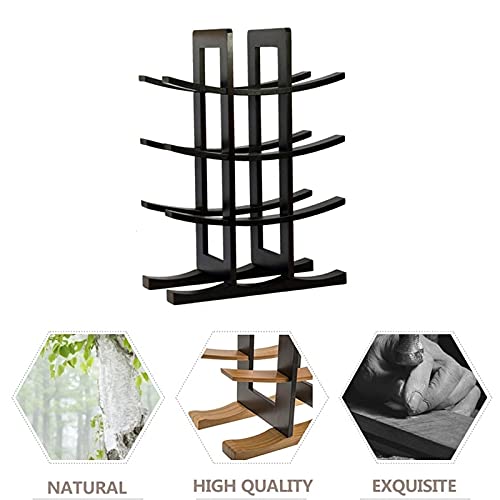 Black Wooden Bamboo Wine Rack - Holds 12 Bottles for Kitchen, Bar & Dining Room Storage | Countertop Liquor Holder & Home Decor | Perfect for Wine Enthusiasts & Entertaining Guests