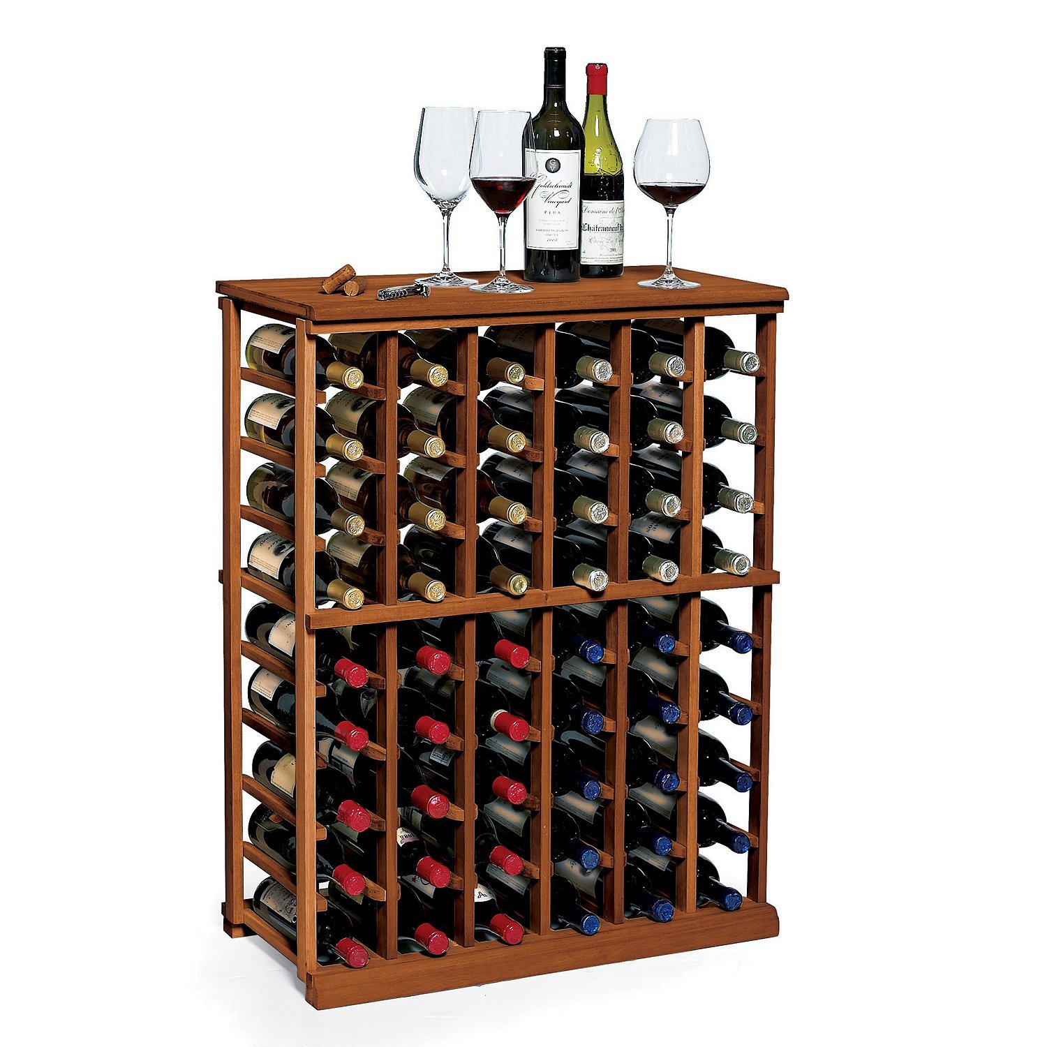 Premium Dark Walnut Wine Rack Kit - Solid Mahogany 6-Column Half-Height Design Holds 60 Bottles | Stylish & Durable Home Bar Storage for Wine, Liquor & Spirits | Perfect for Dining Rooms, Basements & Entertaining Spaces