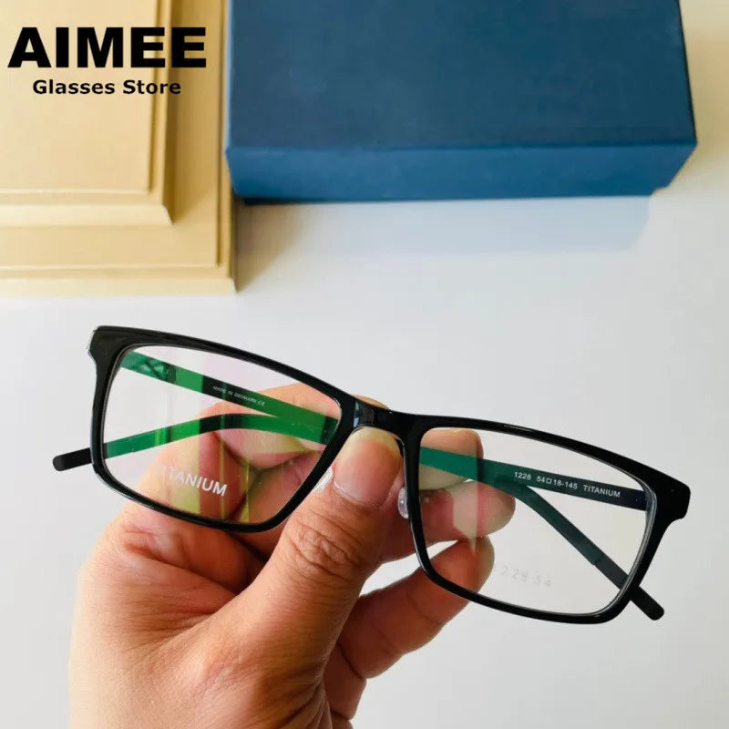 Stylish Aimee Unisex Full Rim Square Titanium Acetate Eyeglasses Frame 1228 - Perfect for Work, Reading & Everyday Fashion