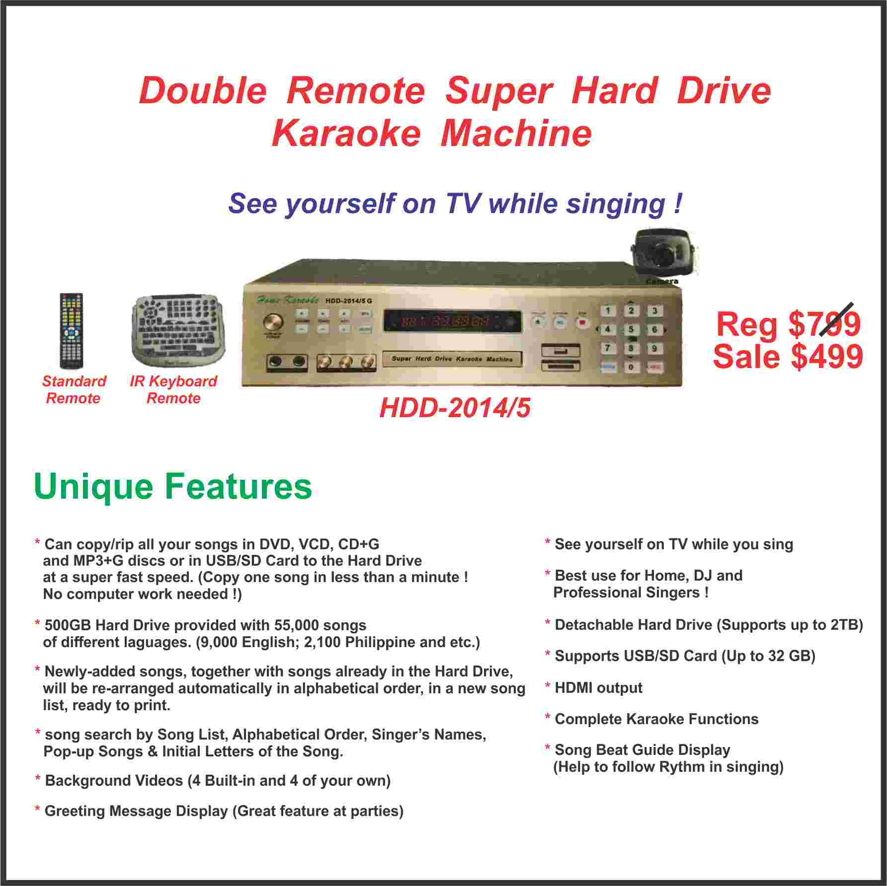 Double Remote Super Hard Drive Karaoke Machine with 5000+ Songs - Professional Home & Party Karaoke System for Adults & Kids - Perfect for Birthday Parties, Family Gatherings & Entertainment