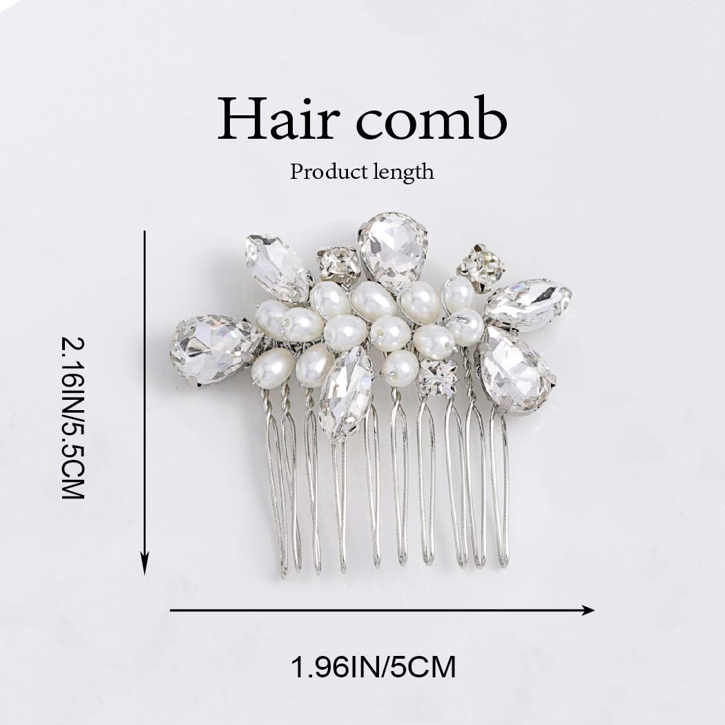 Bridal Pearl Hair Comb with Rhinestones - Wedding Hair Accessories for Women