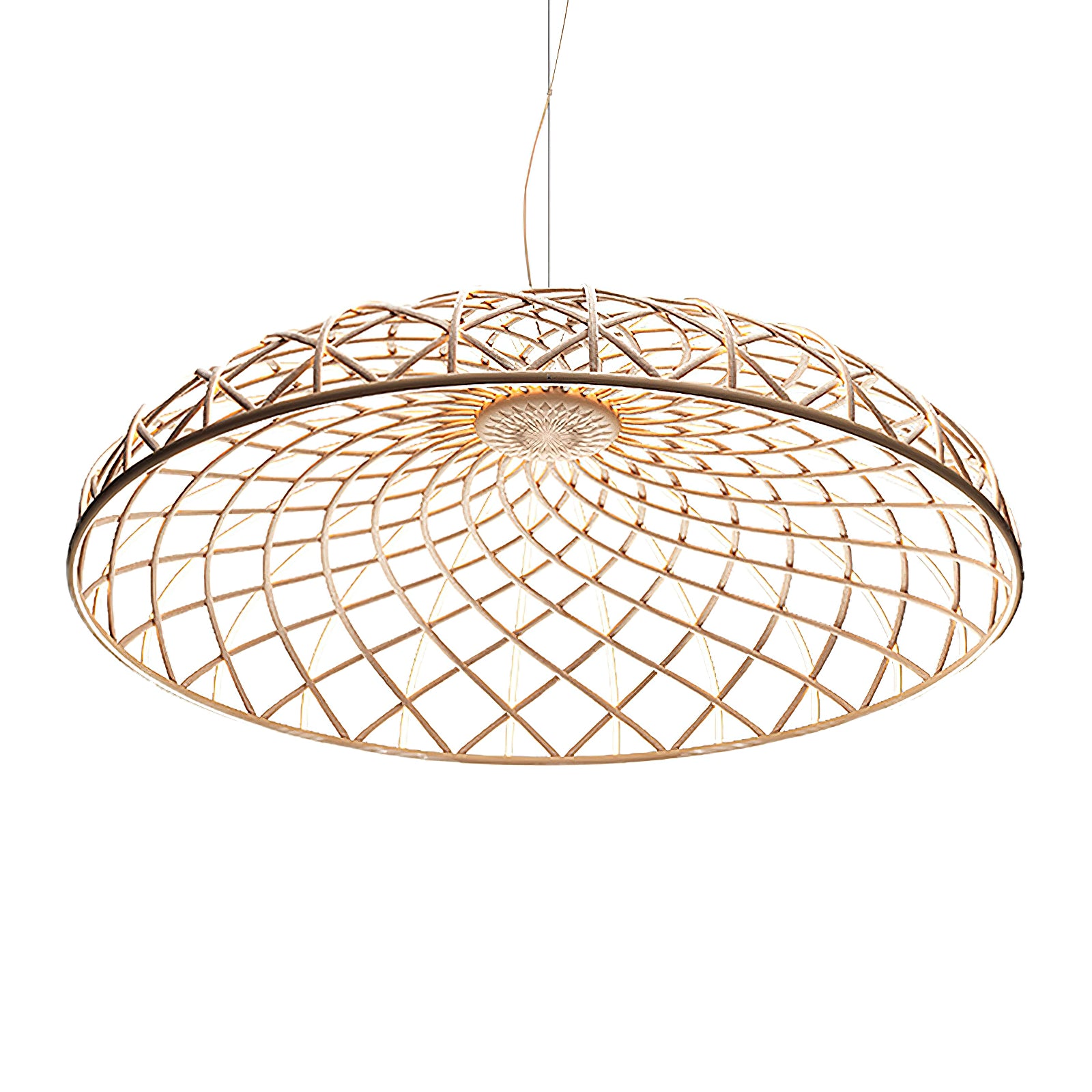 Braided Rope Round Pendant Light - Modern Farmhouse Ceiling Fixture for Kitchen, Dining Room & Bedroom Lighting