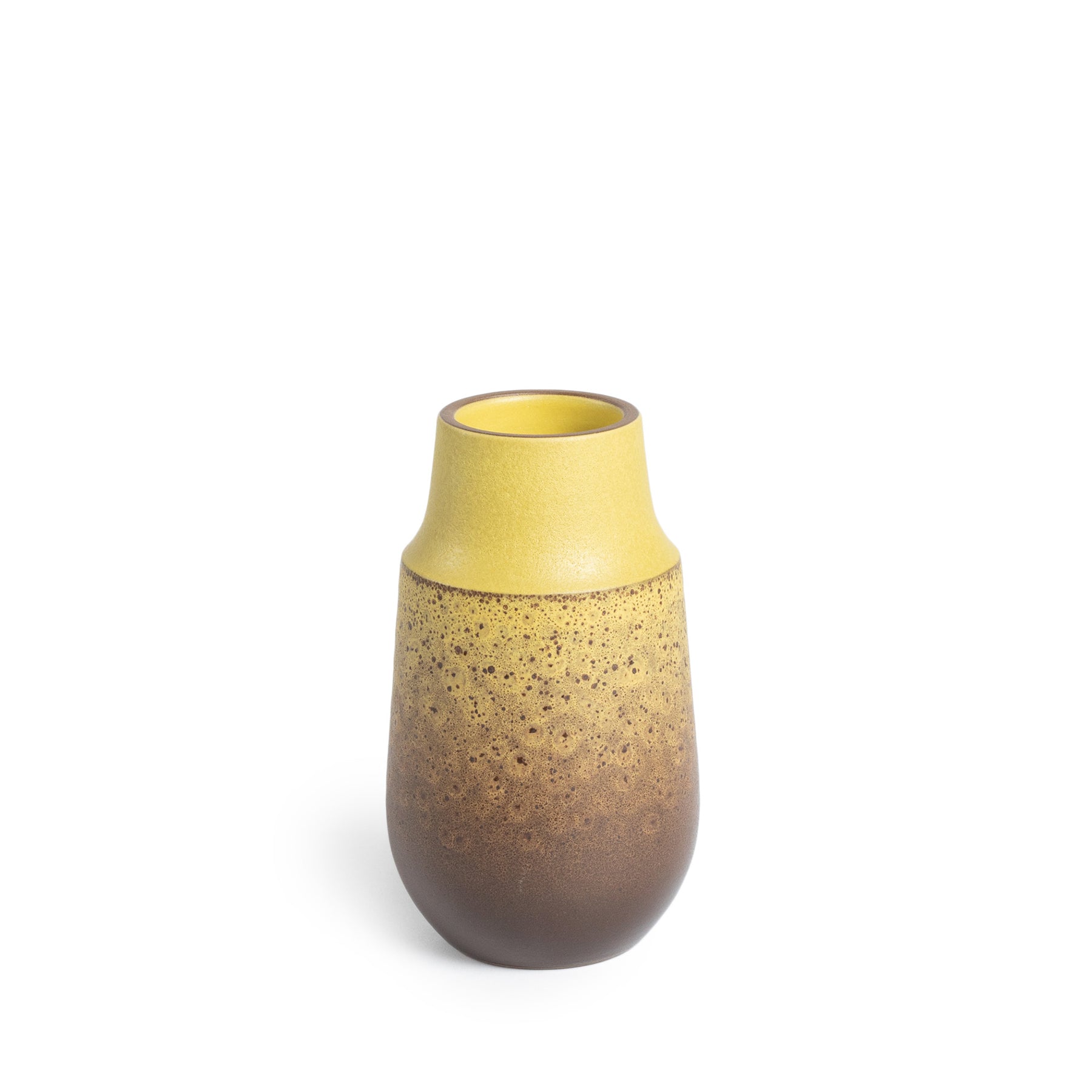 Ochre and Matte Brown Ceramic Neck Vase - Elegant Home Decor for Living Room, Dining Table & Wedding Centerpieces