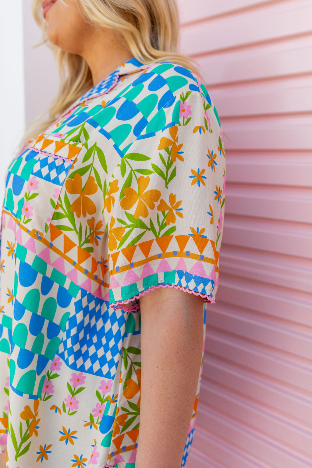 Luella Patch Garden Print Shirt - Stylish Floral Blouse for Women | Perfect for Casual Outings, Office Wear & Spring Fashion