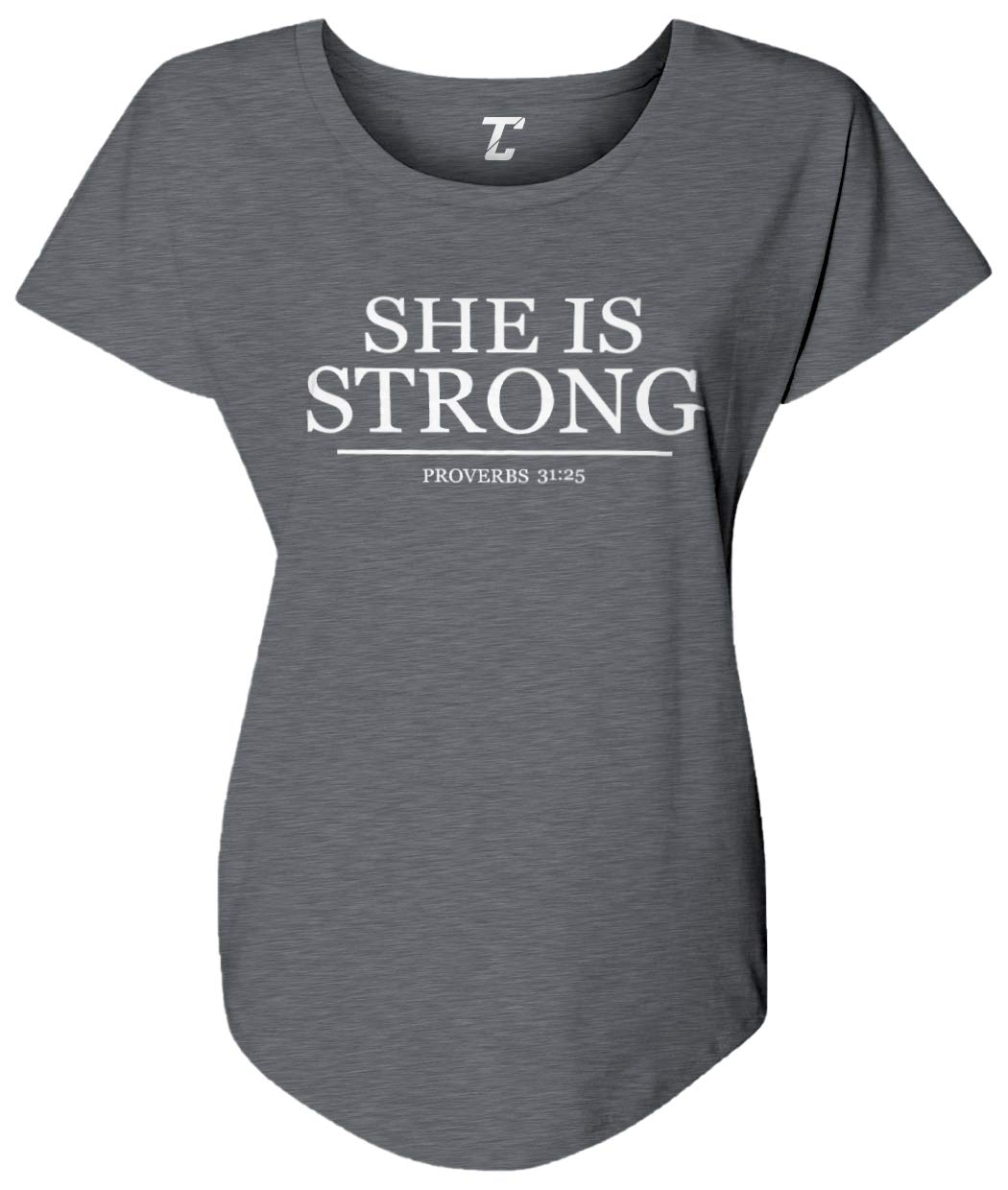 She is Strong - Motivational Workout Gym T-Shirt for Women | Comfortable Dolman Sleeve Design | Perfect for Fitness, Yoga & Gym Training