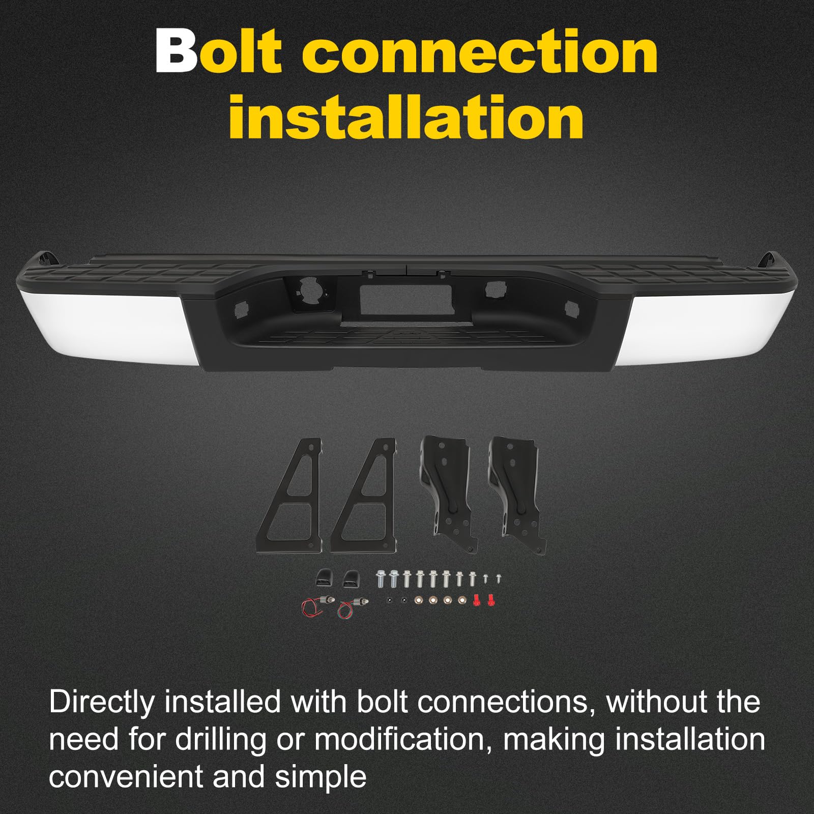 OCPTY Chrome Rear Bumper with License Plate Lights Compatible with 2007-2013 Chevrolet Silverado 1500 & GMC Sierra 1500 - Durable Replacement for Truck Accessories, Off-Roading & Daily Driving