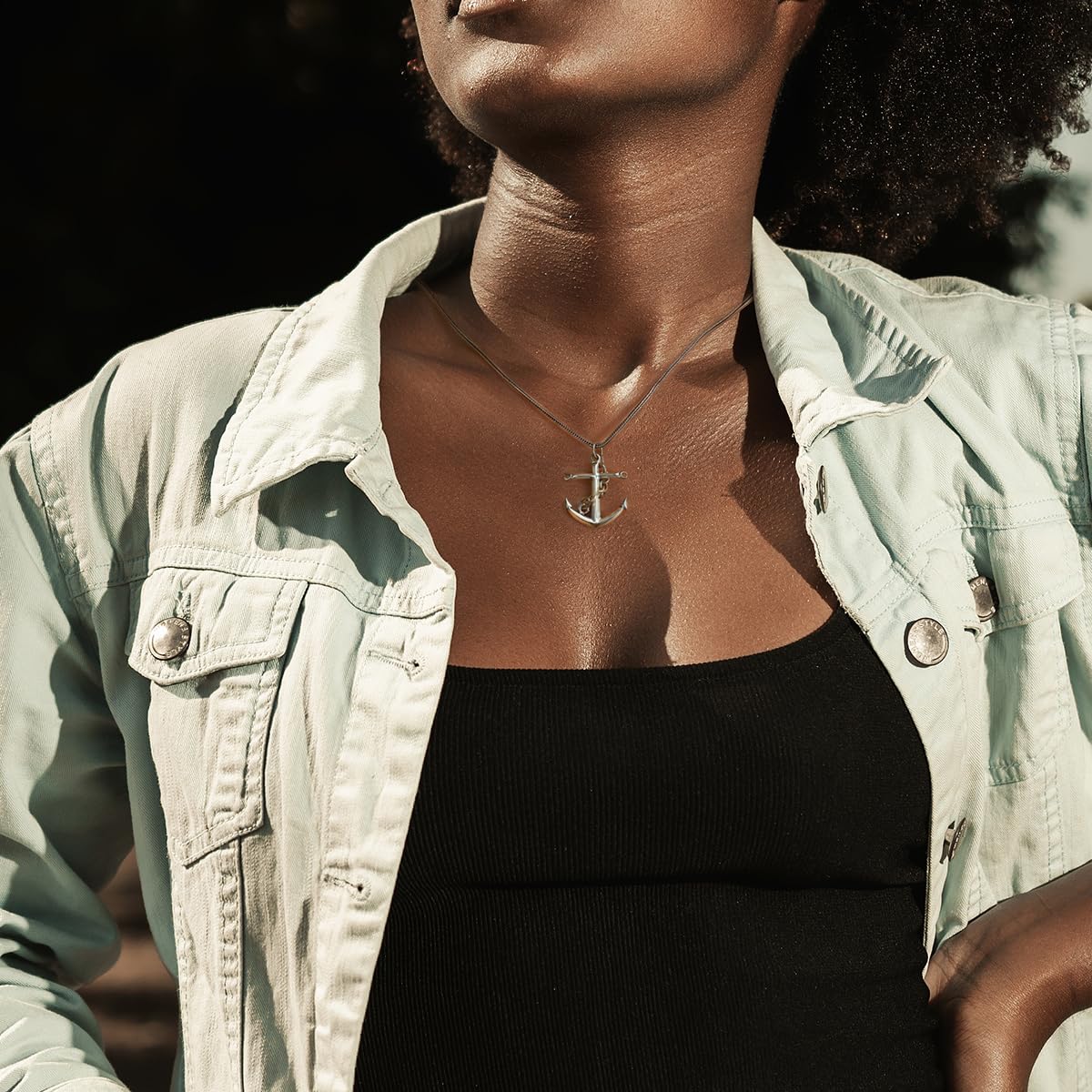 925 Sterling Silver Maritime Anchor Pendant with Wheat Chain Necklace - Perfect for Nautical Jewelry Gifts & Everyday Wear