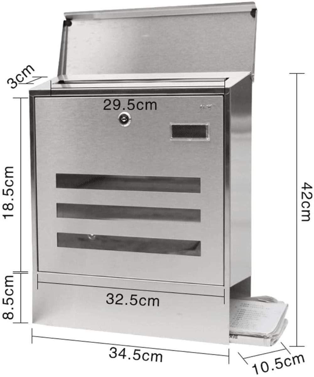 Stainless Steel Outdoor Wall-Mounted Mailbox - Large Newspaper & Letter Post Box - Weatherproof for Home, Garden, and Office Use