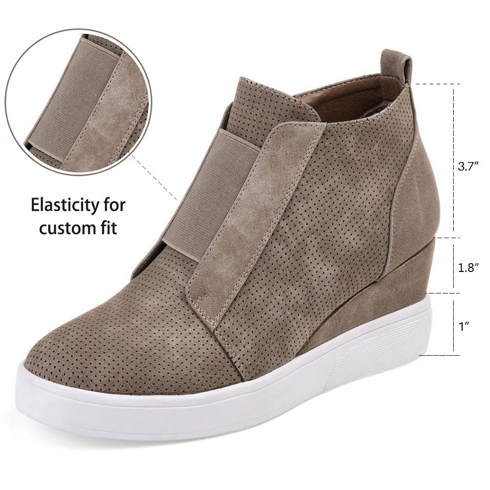 Athlefit Women's Hidden Heel Wedge Sneakers - Comfortable Platform Booties for Walking, Work & Casual Wear | Stylish Wedgie Sneakers for Everyday Outfits