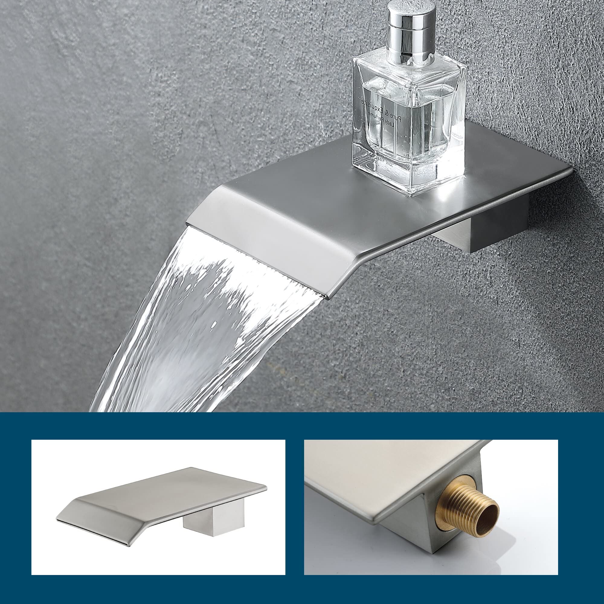 Brushed Nickel 10-Inch Shower Faucet Set with Handheld Spray & Waterfall Spout - Luxury Bathroom Fixture for Bathtub and Shower Combo | Perfect for Spa-Like Experience and Modern Home Renovation